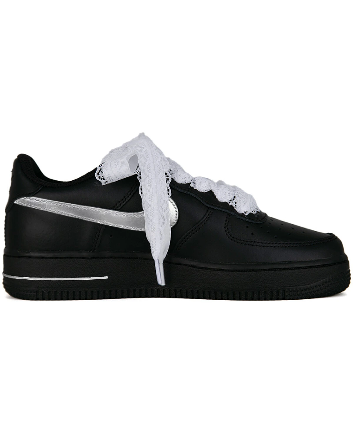 Nike Air Force 1 unisex кроссовки черно-серебряные с принтом кошки картинка