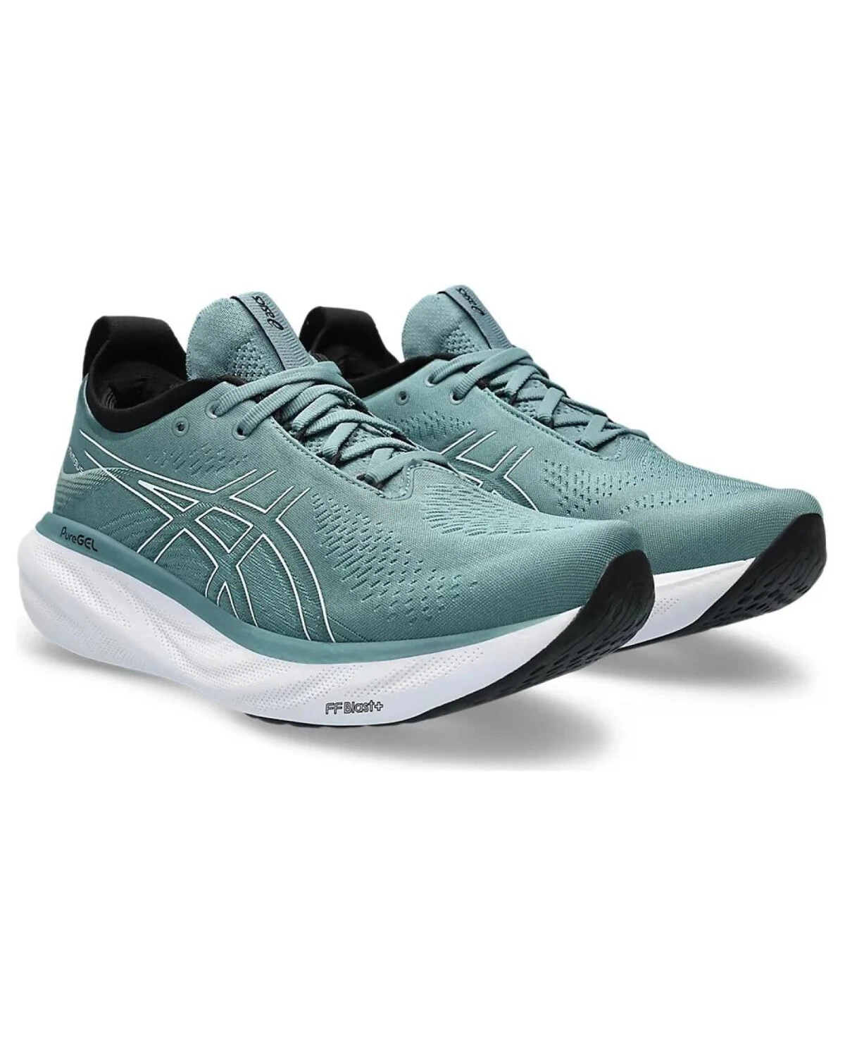 Asics GEL-Nimbus 25 мужские кроссовки для бега легкие зелено-белые картинка