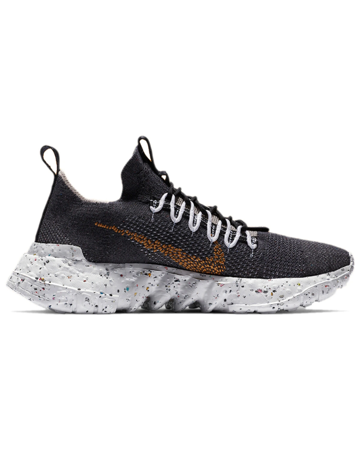 Nike Space Hippie унисекс кроссовки текстильные черно-белые с оранжевыми акцентами картинка