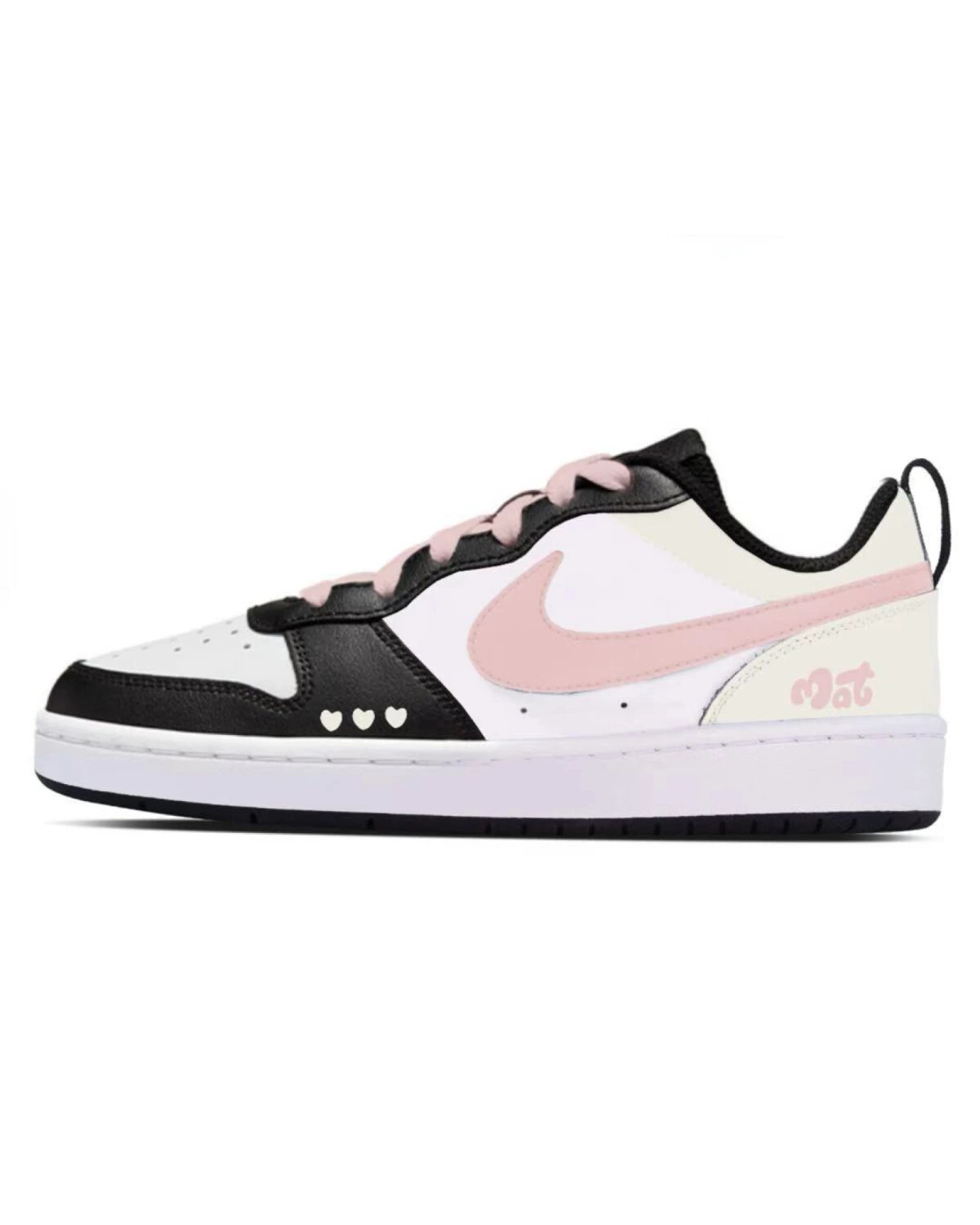 Nike Court Borough MAT детские кеды черно-розовые картинка