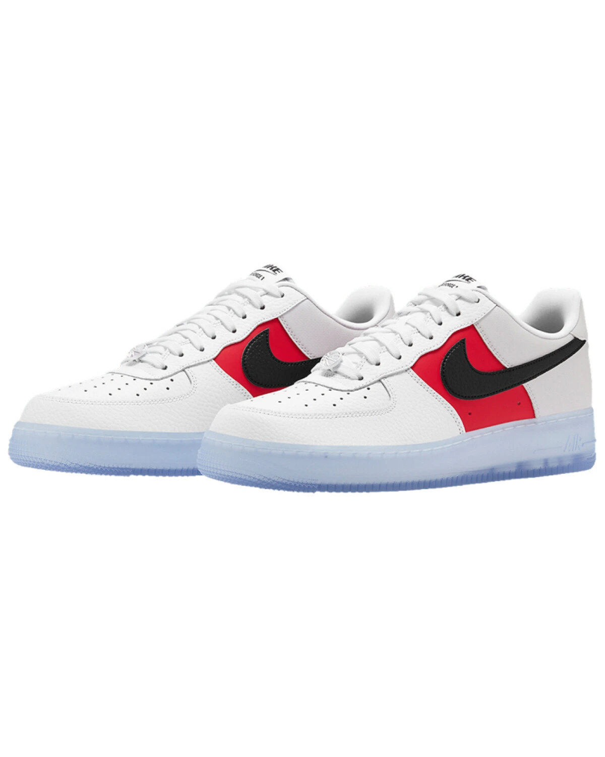 Nike Air Force 1 мужские повседневные кроссовки белые с красно-чёрным логотипом картинка