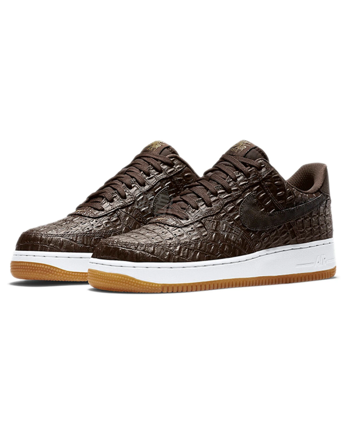 Nike Air Force 1 07 LV8 мужские кроссовки коричневые с кроко-принтом картинка
