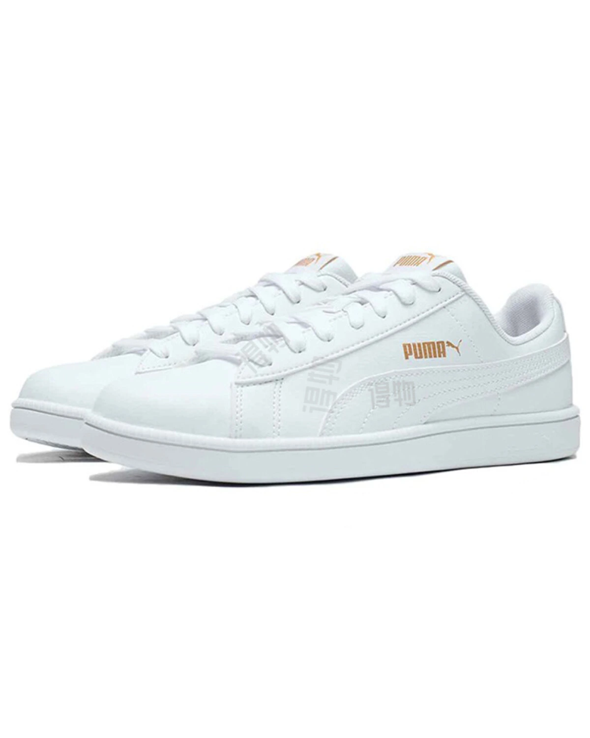 PUMA White Gold Up Унисекс кеды белые с золотыми акцентами картинка