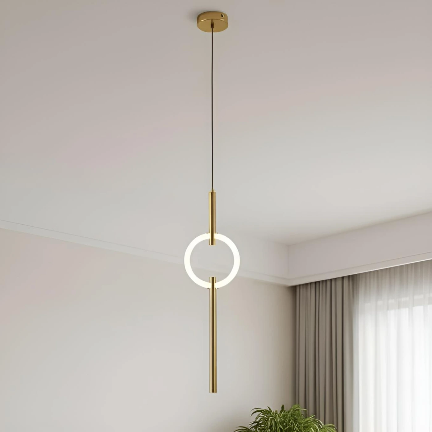 Подвесной светодиодный светильник с кольцевым элементом картинка