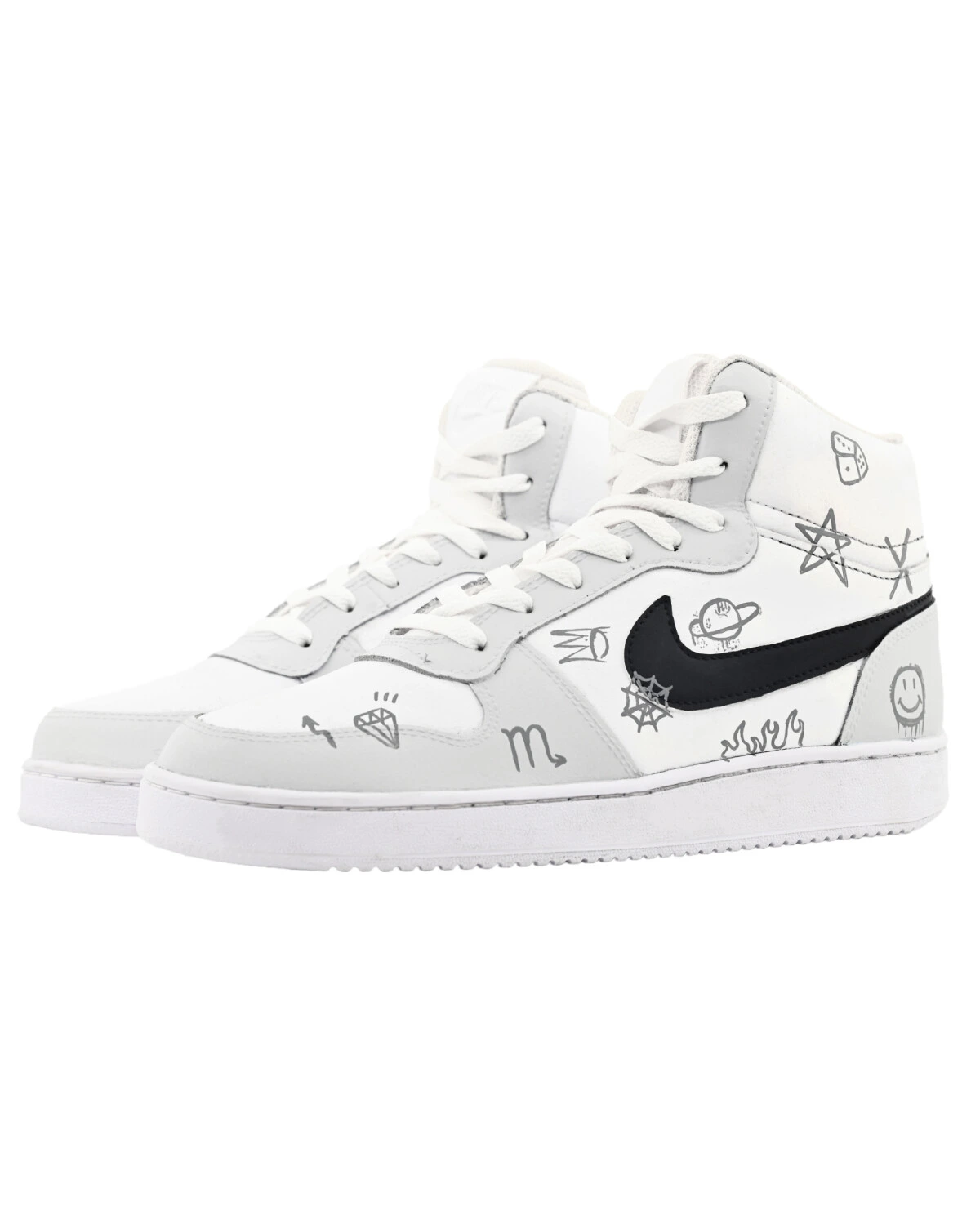 Nike EBERNON унисекс кроссовки средней высоты серые с ручной росписью картинка