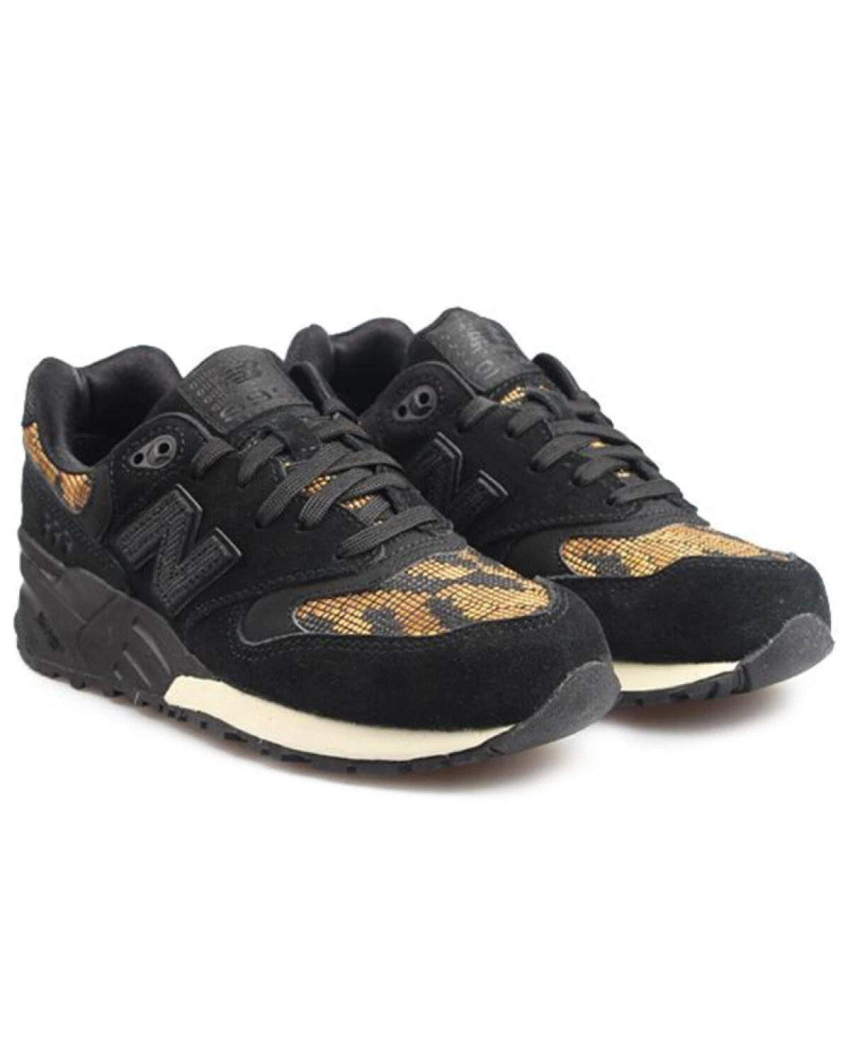 New Balance NB 999 женские кроссовки чёрно-жёлтые из кожи и нейлона картинка