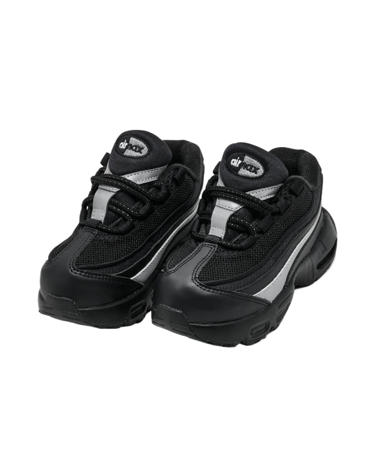 Nike Air Max 95 Recraft детские кроссовки черно-серебряные из ткани картинка