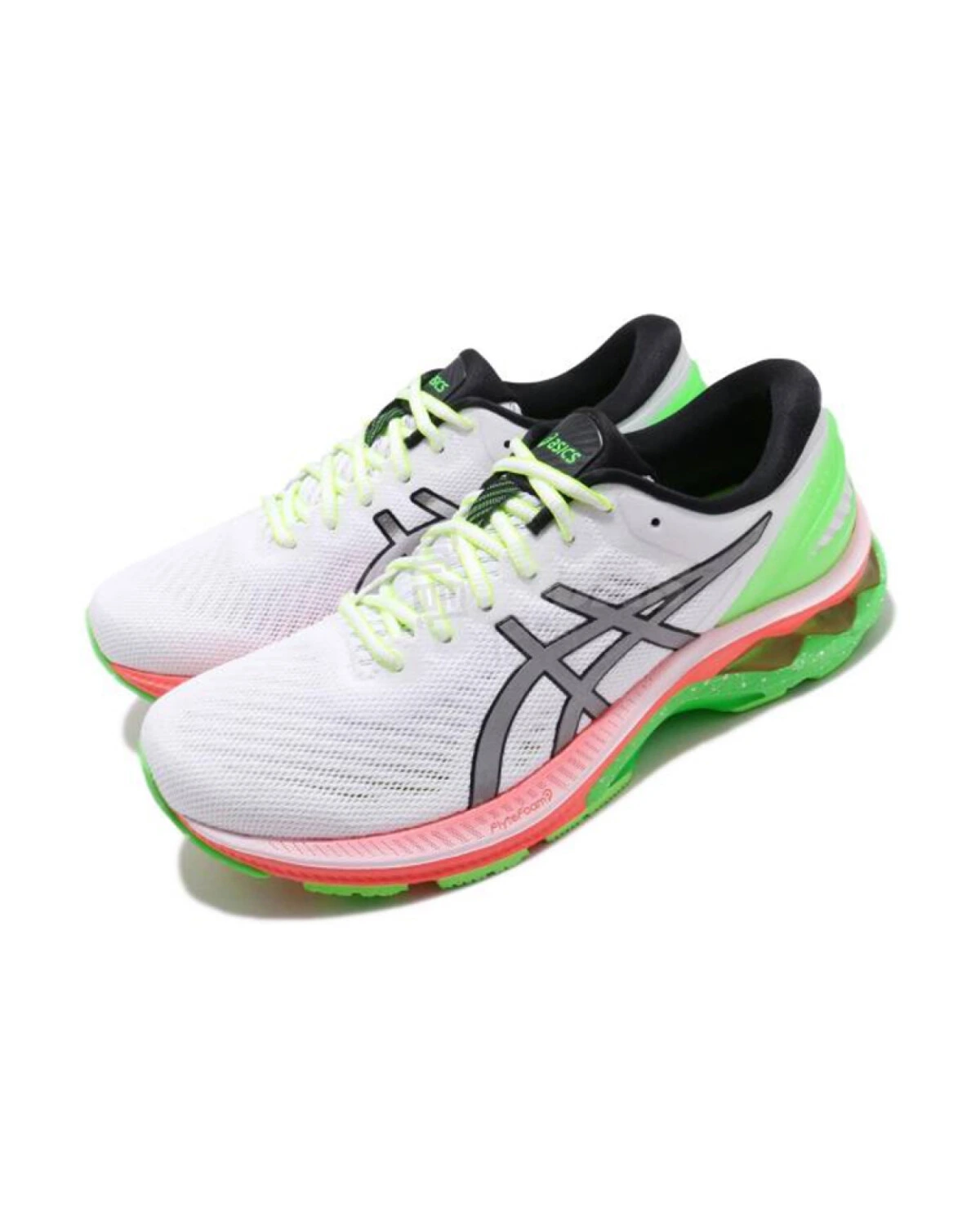 Asics Gel-Kayano 27 мужские кроссовки для бега бело-зеленые картинка