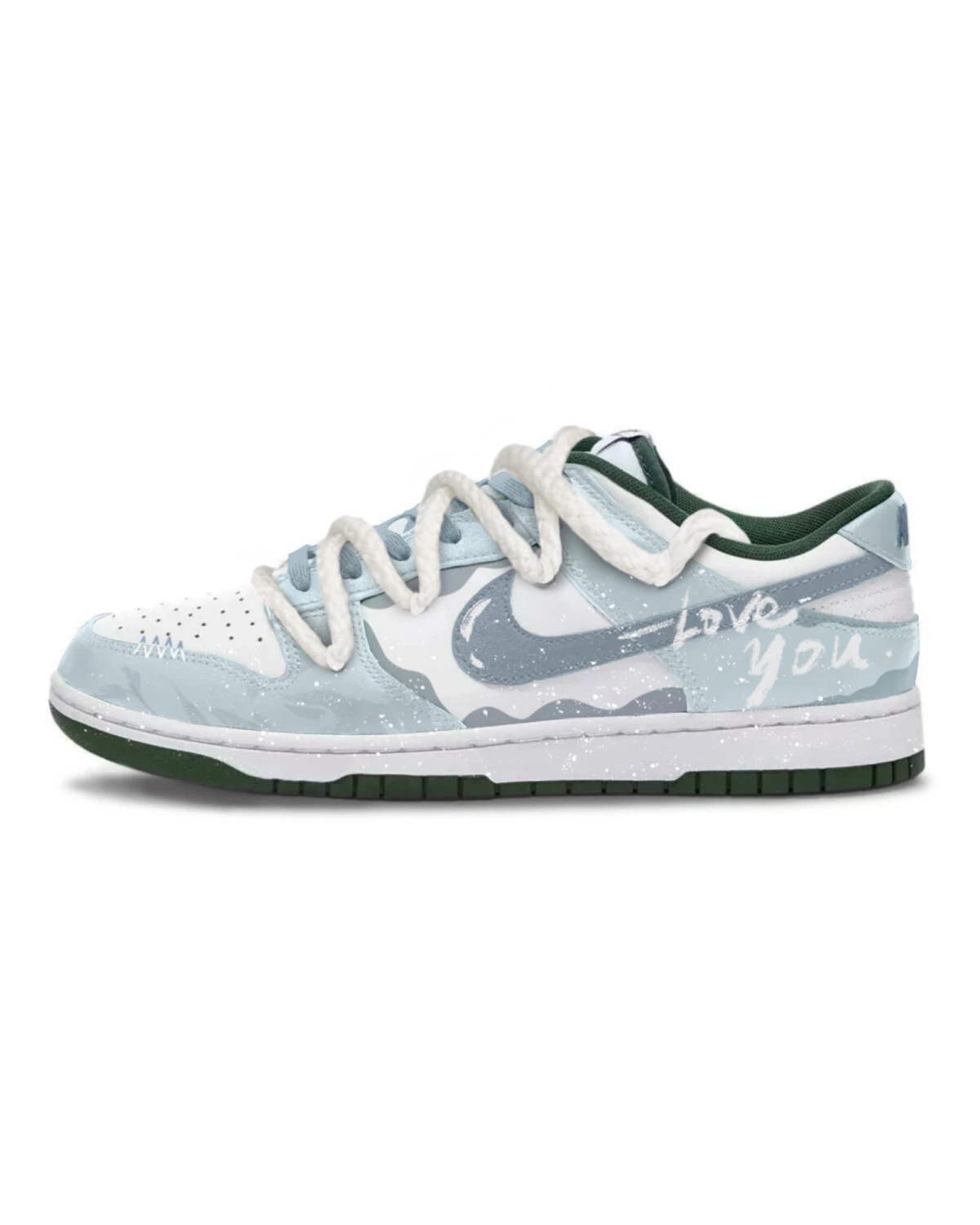 Nike Dunk Light Blue/White кроссовки с ручной росписью и нескользящей подошвой картинка