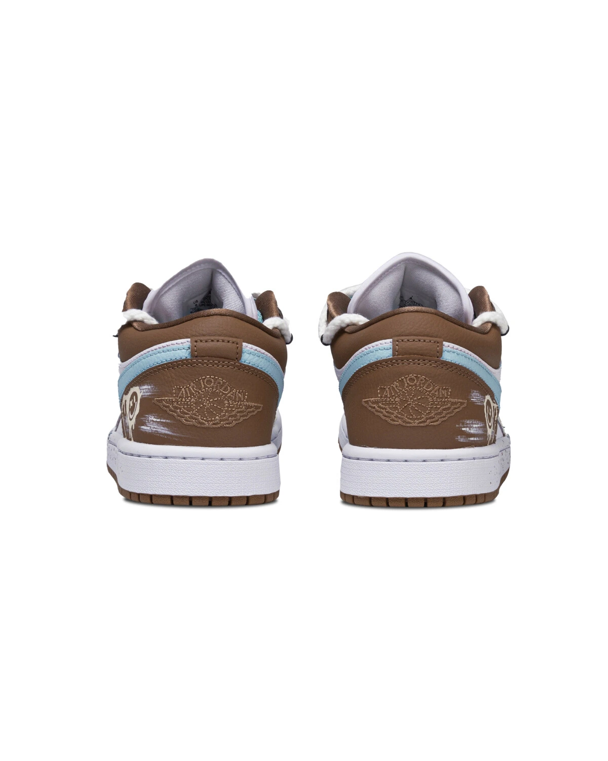 Jordan Air Jordan 1 унисекс кроссовки бело-голубые с коричневыми вставками картинка