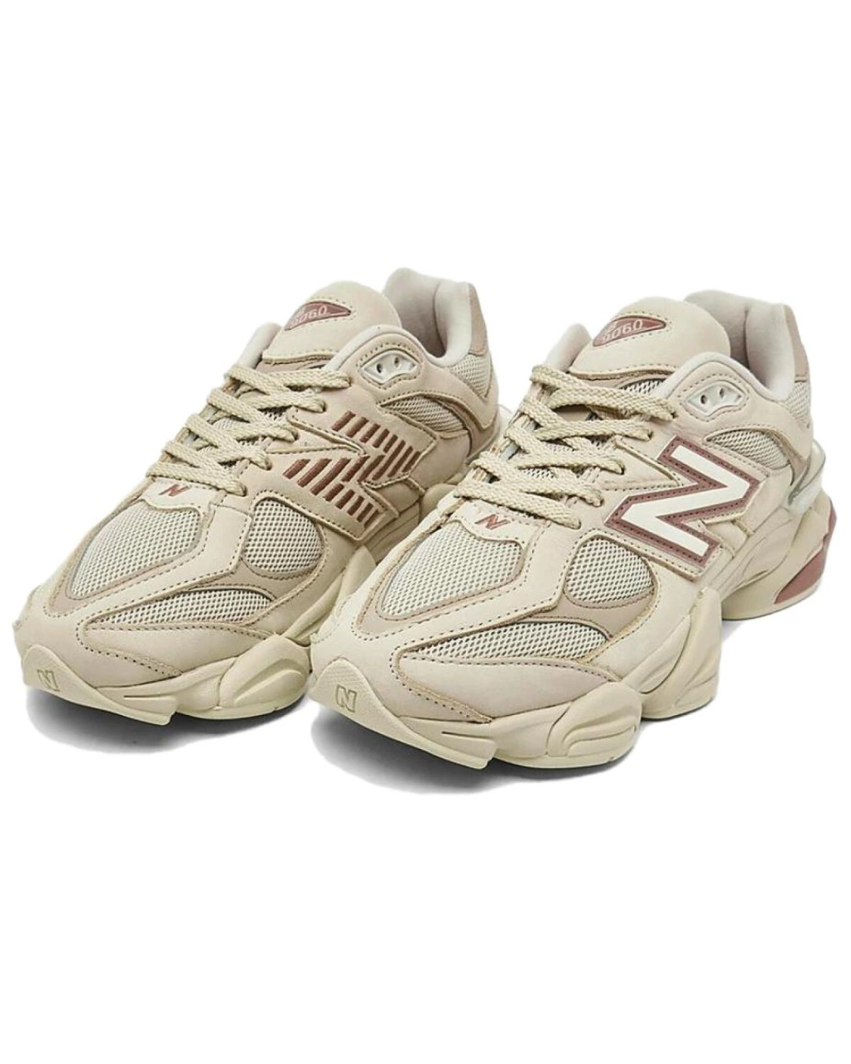 New Balance 9060 унисекс кроссовки бежево-коричневые износостойкие дышащие картинка