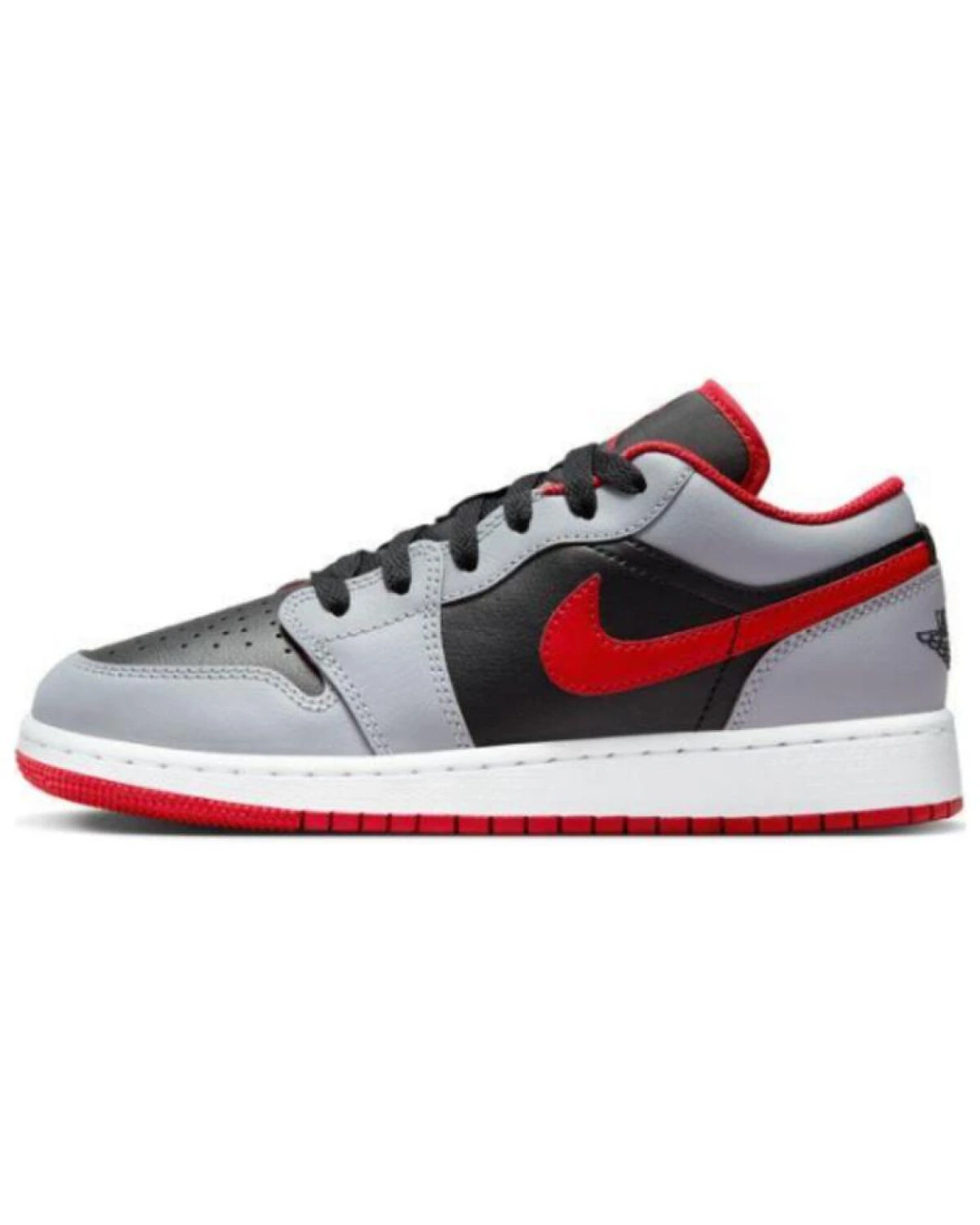 Jordan Air Jordan 1 детские кроссовки кожаные серо-чёрно-красные картинка