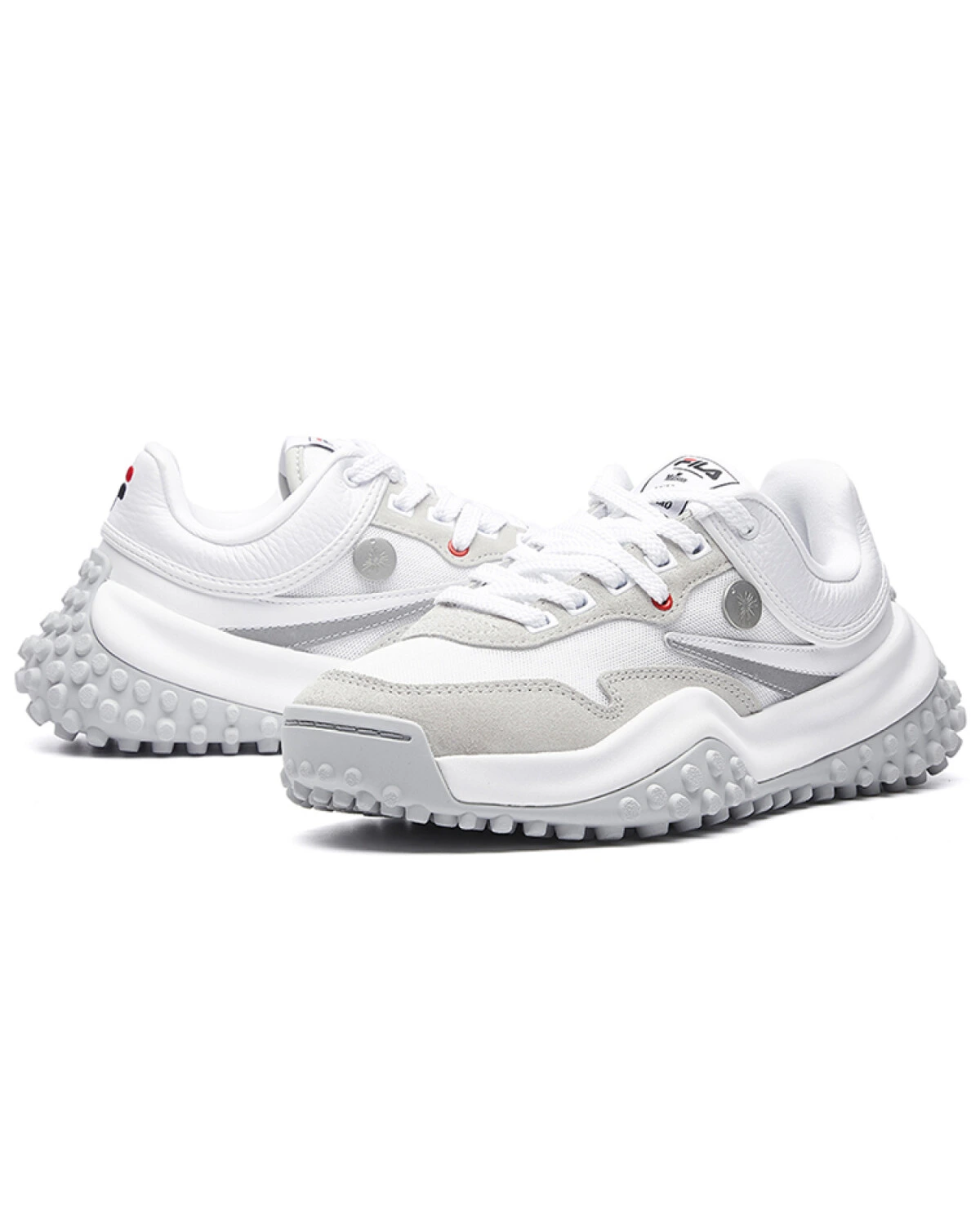 FILA T1 женские повседневные кроссовки из сетки и кожи бело-серые картинка