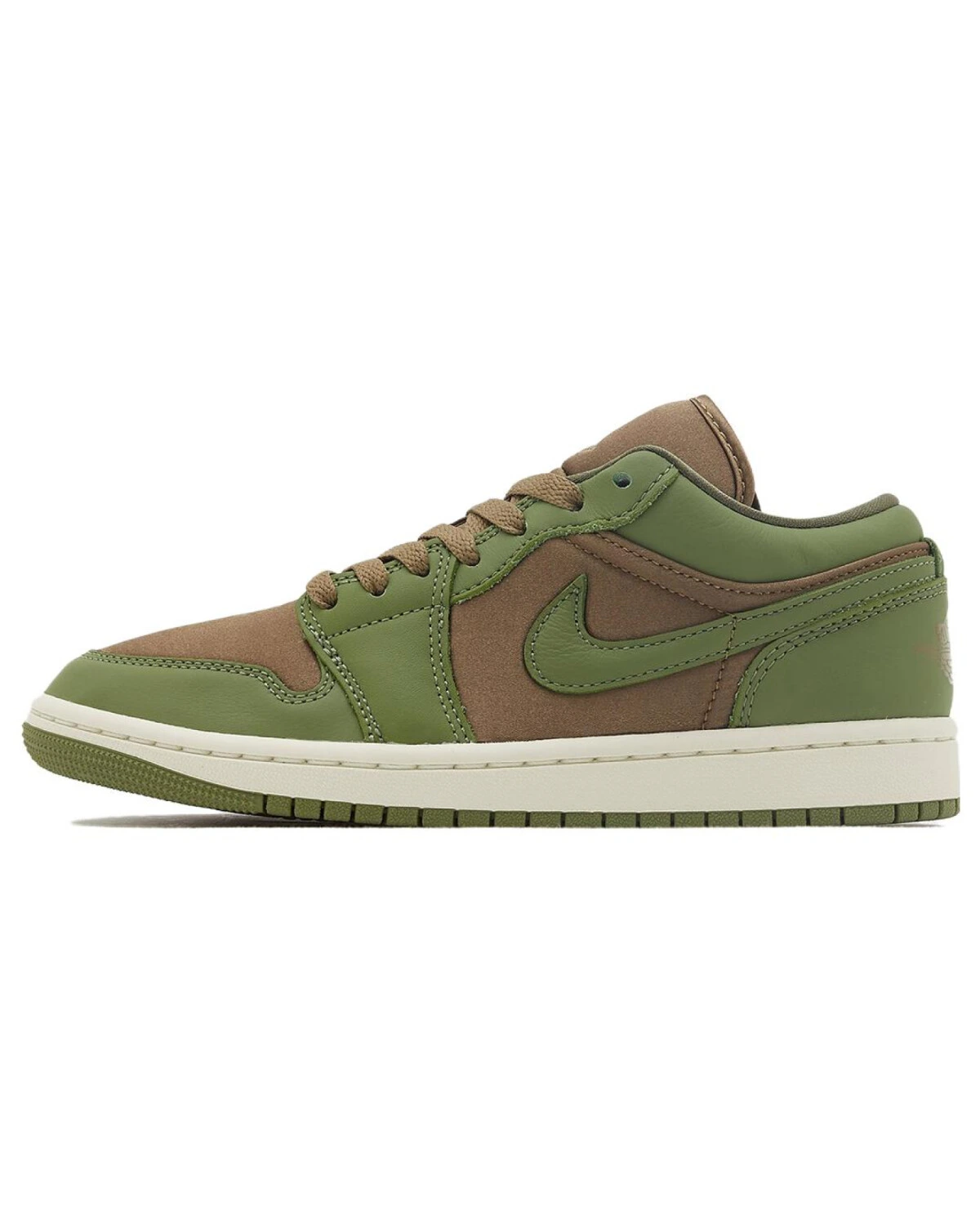 Jordan Air Jordan 1 женские кроссовки из ткани зелёно-коричневые картинка