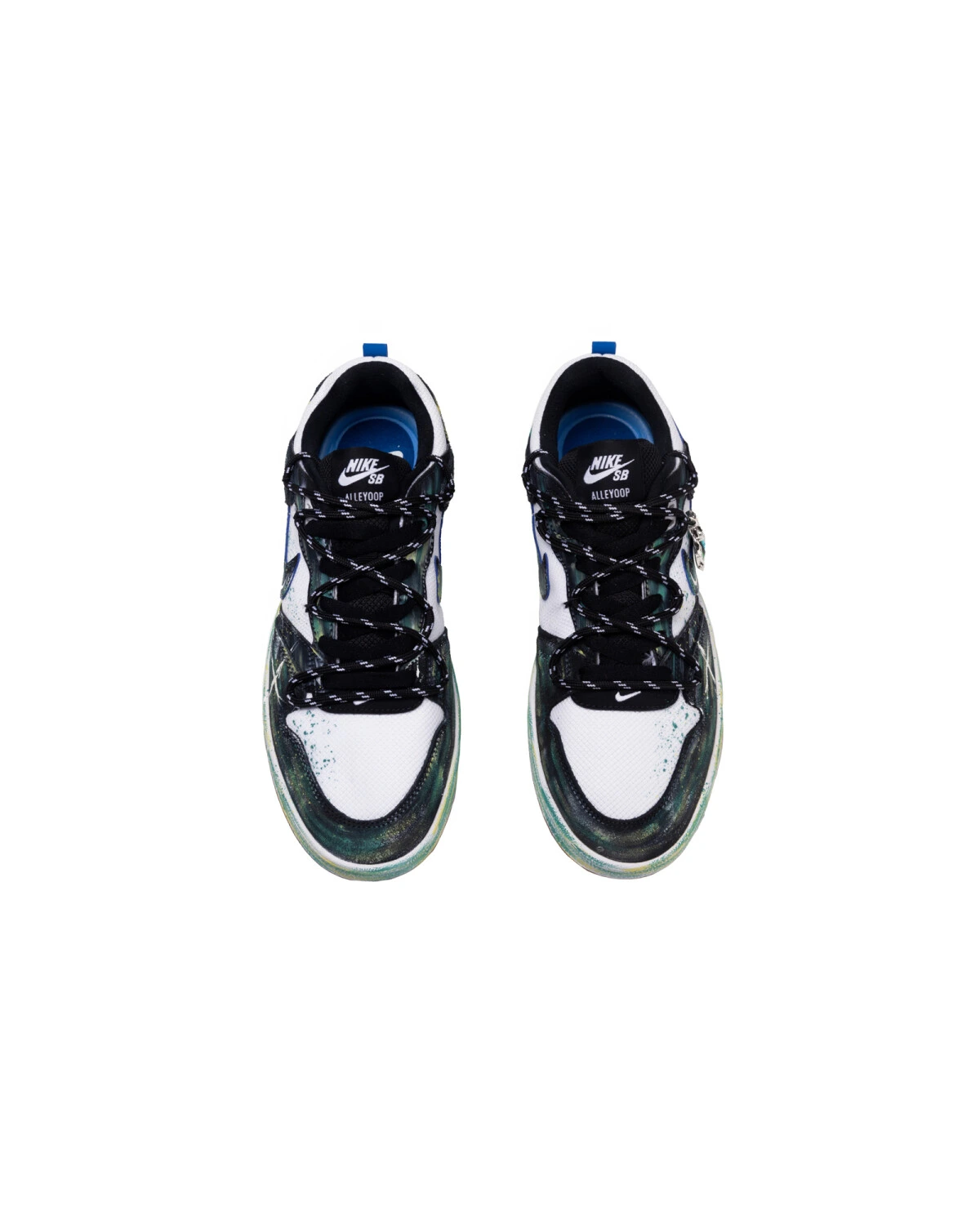 Nike SB Alleyoop детские кеды черно-зеленые с готическим дизайном и ручной росписью картинка