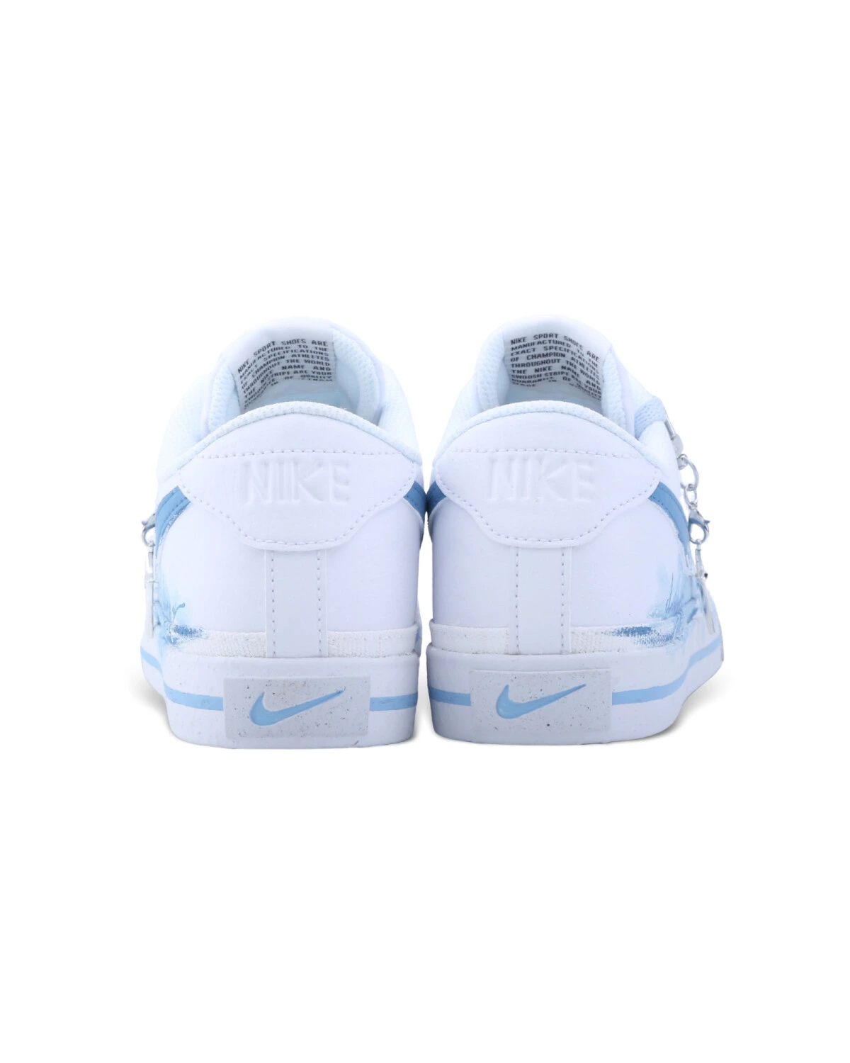 Nike Court Legacy Drippy мужские кеды бело-голубые с ручной росписью картинка