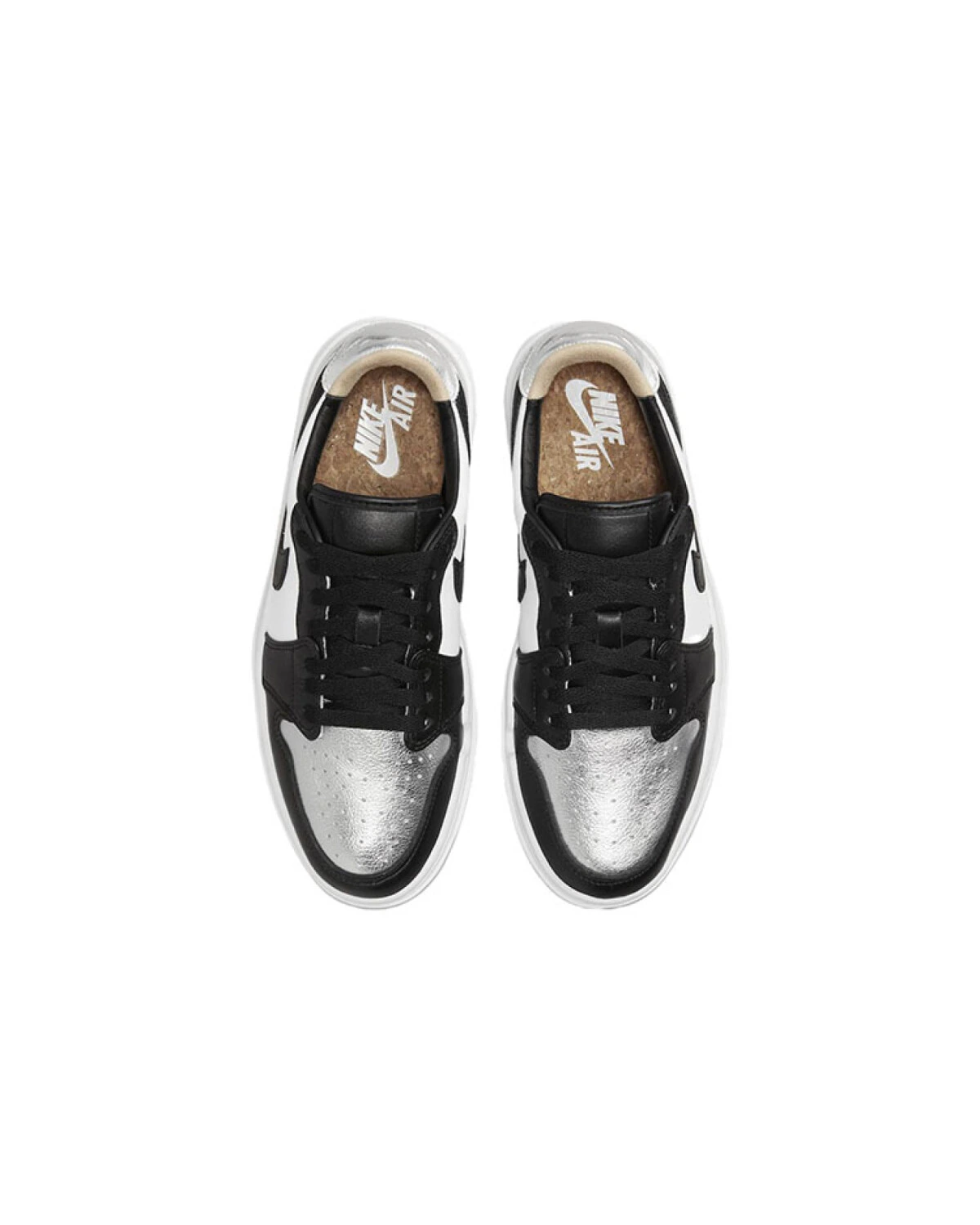 Jordan Air Jordan 1 "Silver Toe" женские кроссовки черно-белые с серебром картинка