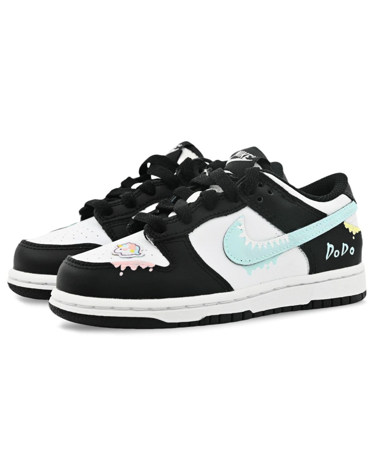 Nike Dunk White/Black детские кеды синтетические бирюзовые картинка