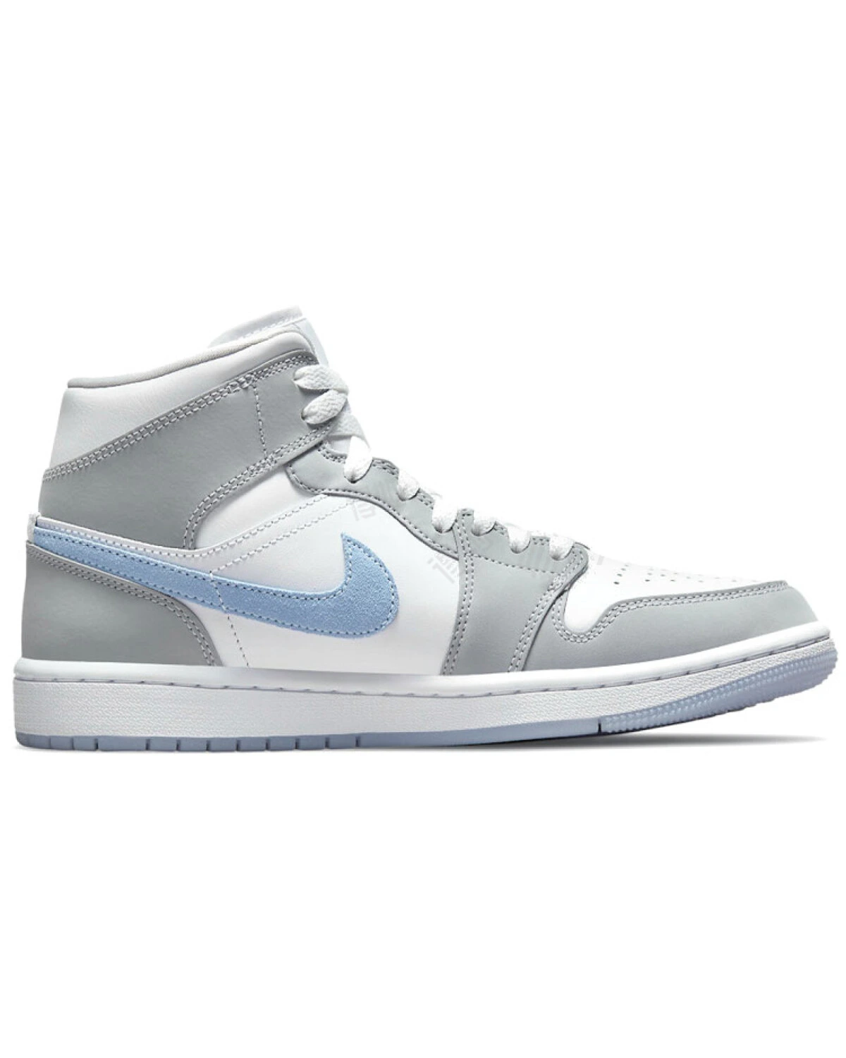 Jordan Air Jordan 1 Mid "Wolf Grey" женские кроссовки бело-серо-голубые картинка