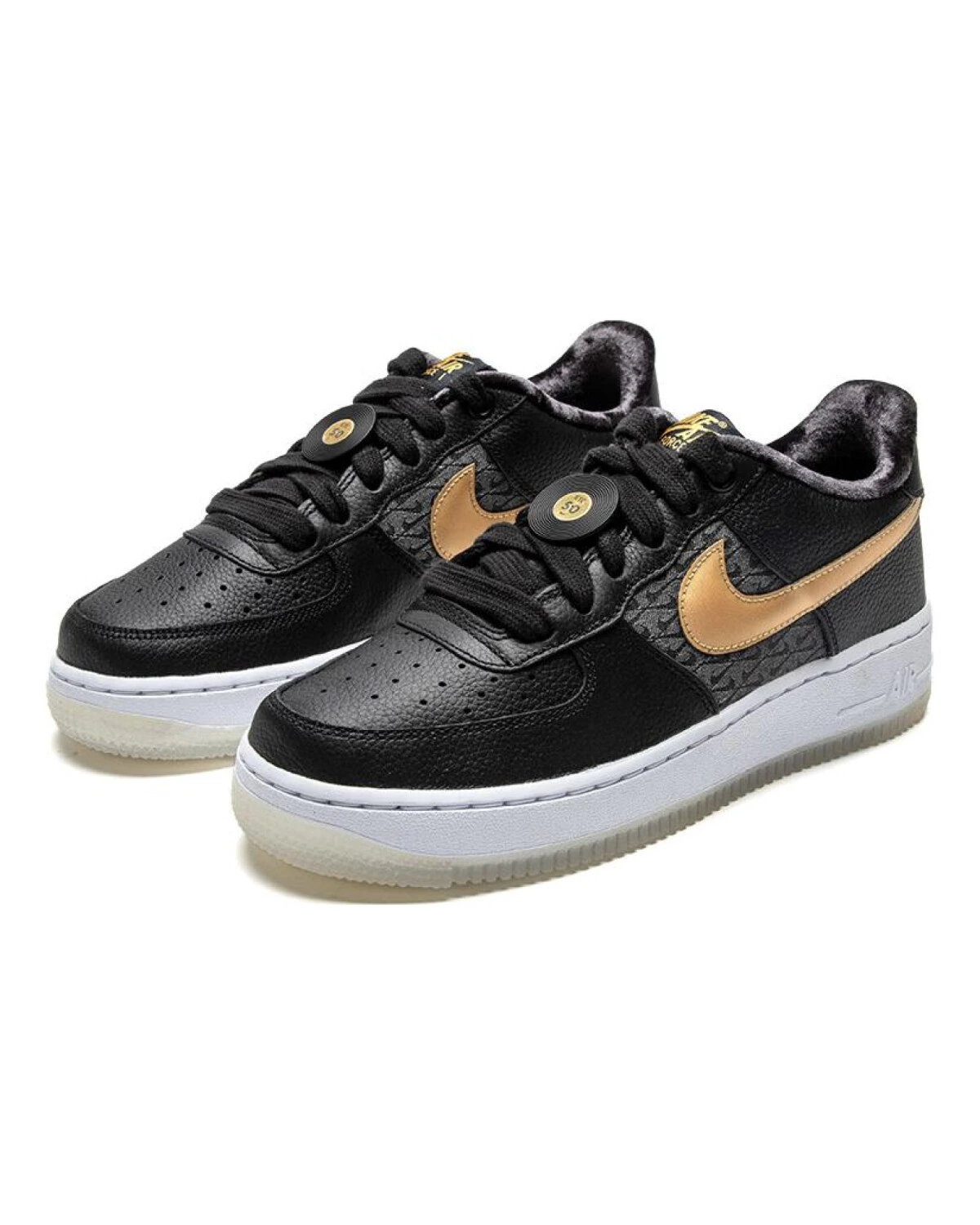 Nike Air Force 1 детские кроссовки черные кожаные картинка