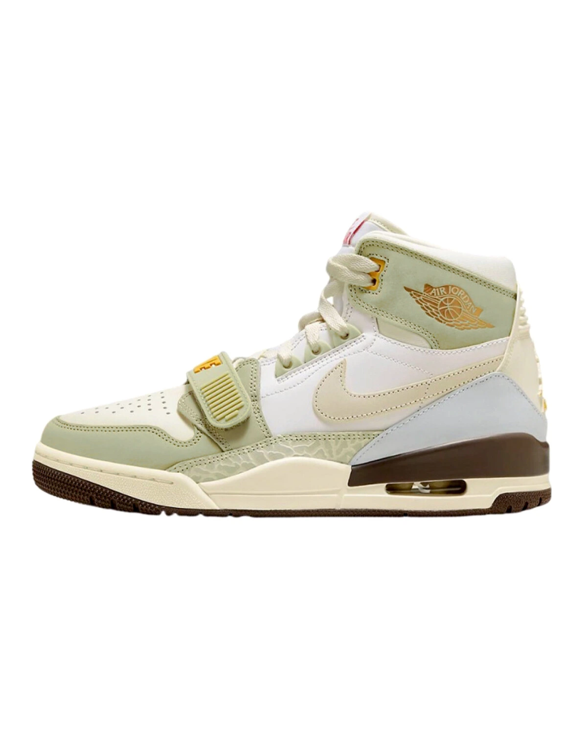 Jordan Legacy 312 BNK мужские кроссовки бело-зелёные с золотыми акцентами картинка