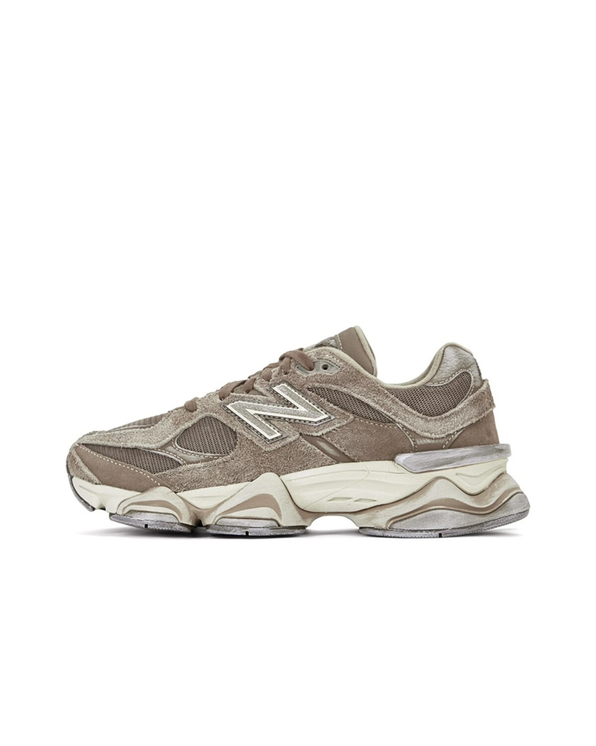 New Balance 9060 унисекс кроссовки серо-коричневые с амортизацией картинка