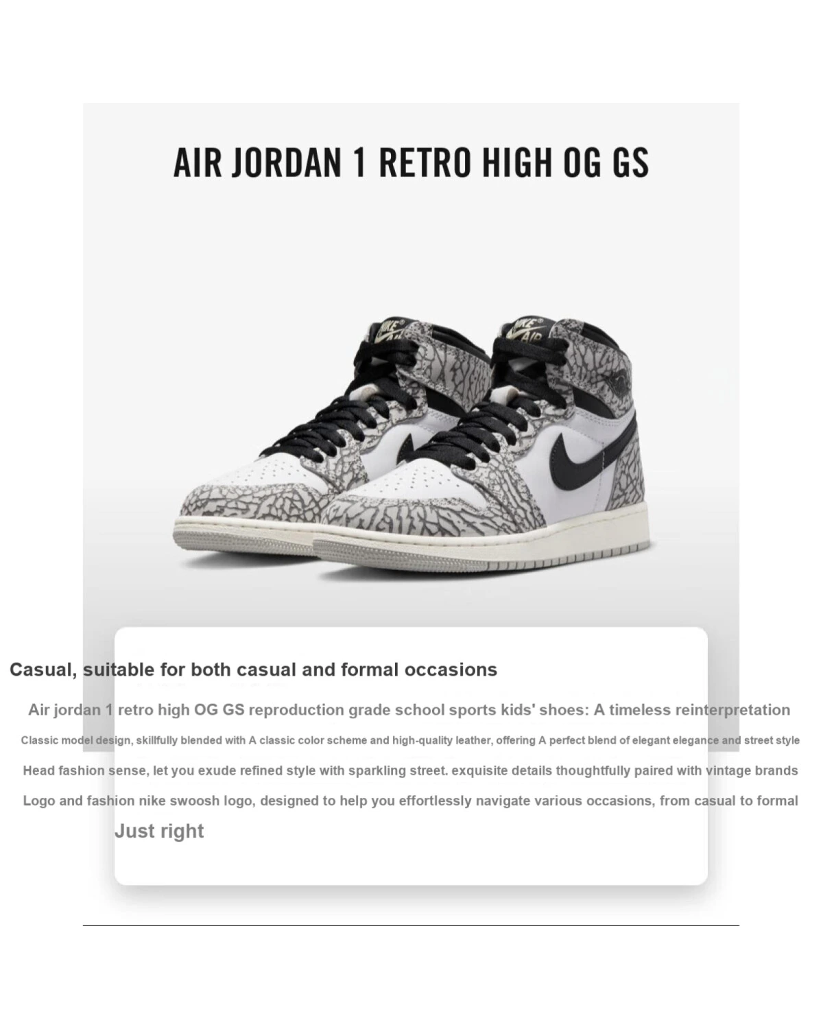 Jordan Air Jordan 1 детские кроссовки высокие кожаные серо-черные картинка