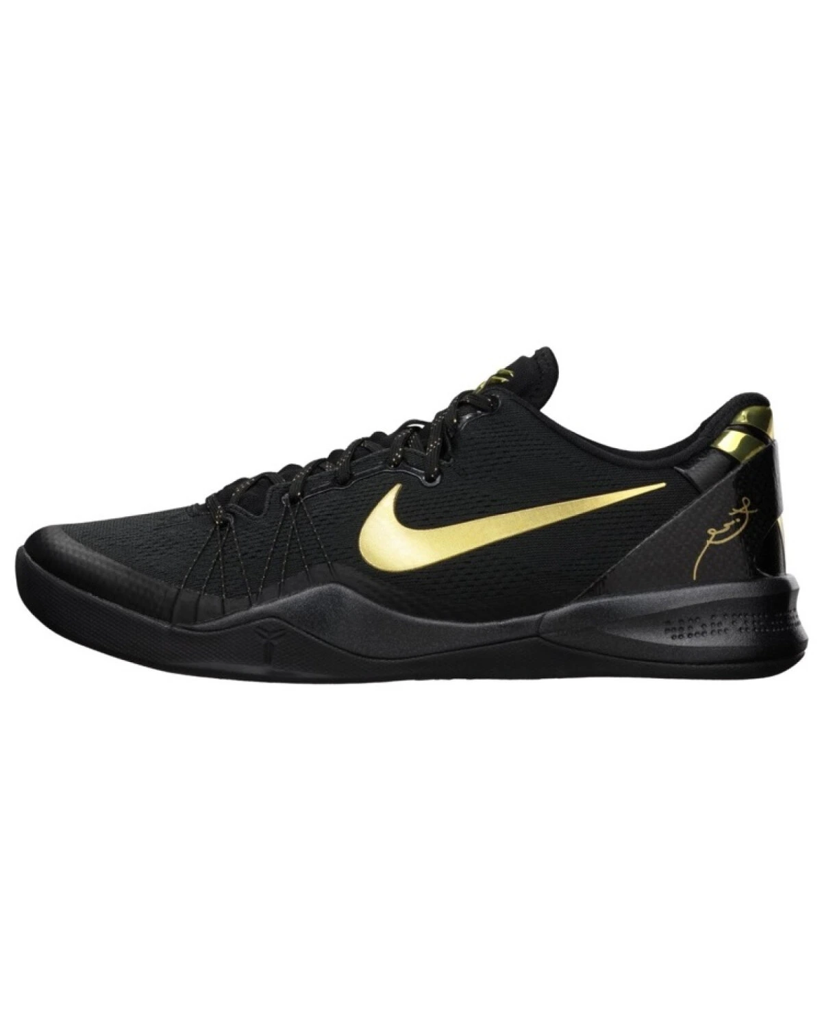 Nike Kobe 8 Elite мужские спортивные кроссовки черные с золотыми акцентами картинка