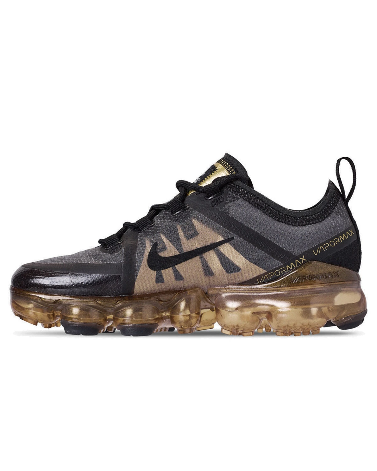 Nike VaporMax 2019 унисекс кроссовки черные с металлическим золотом картинка