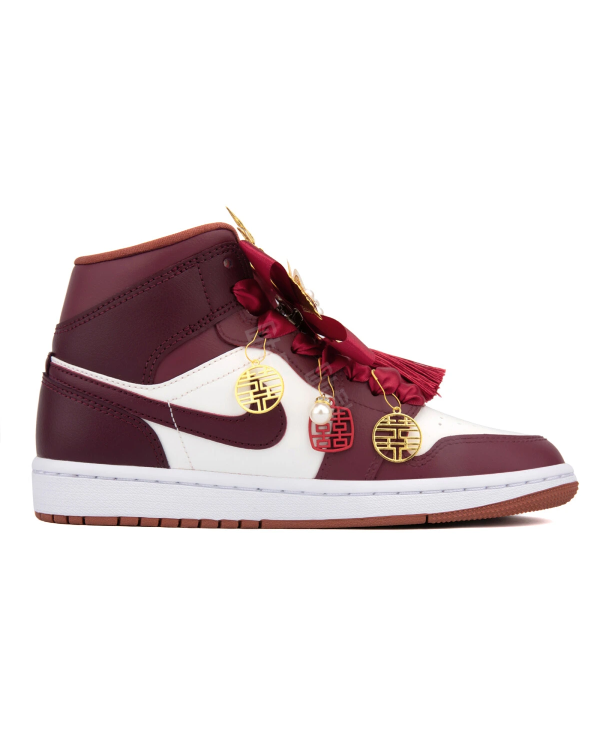 Jordan Air Jordan 1 унисекс кроссовки кожаные бордовые картинка