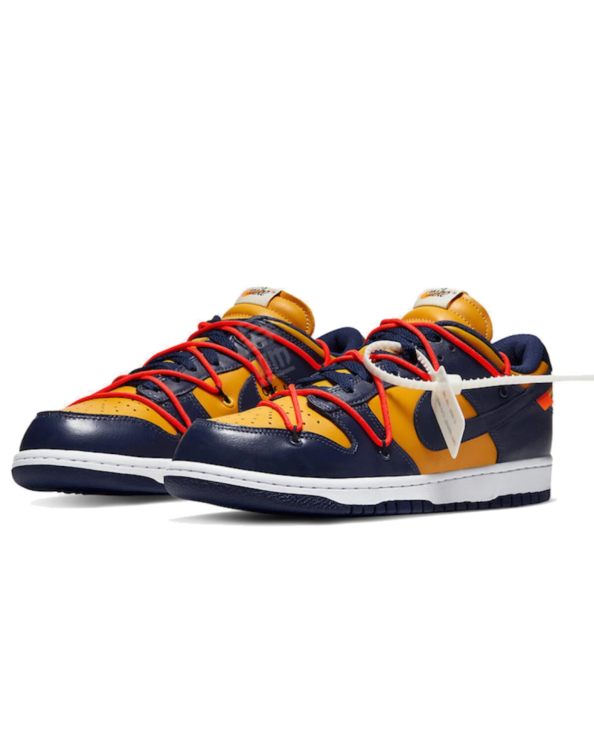 Nike OFF-WHITE x Dunk Low унисекс кроссовки кожаные сине-желтые картинка