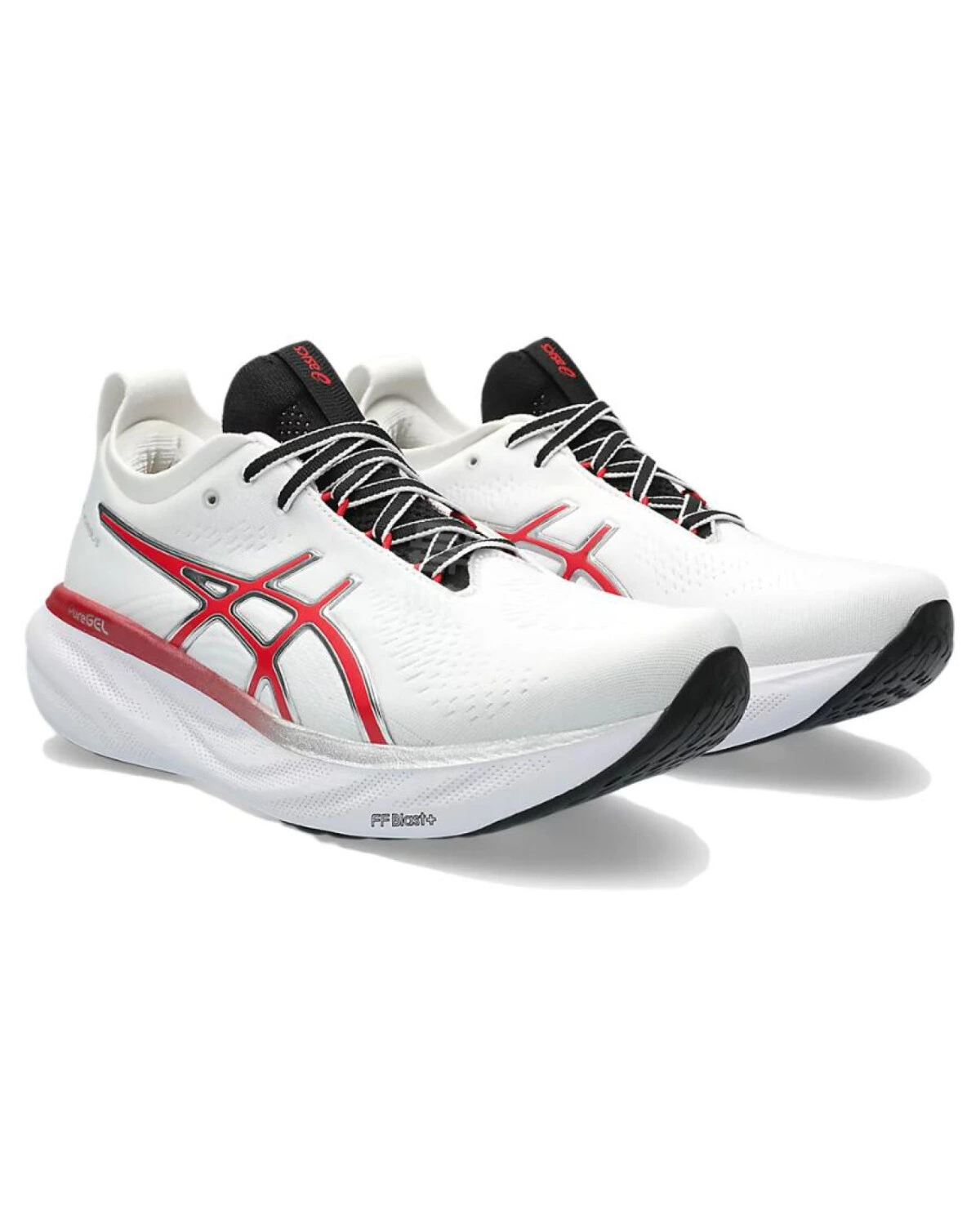 Asics GEL-Nimbus 25 мужские кроссовки для марафона дышащие бело-чёрно-красные картинка
