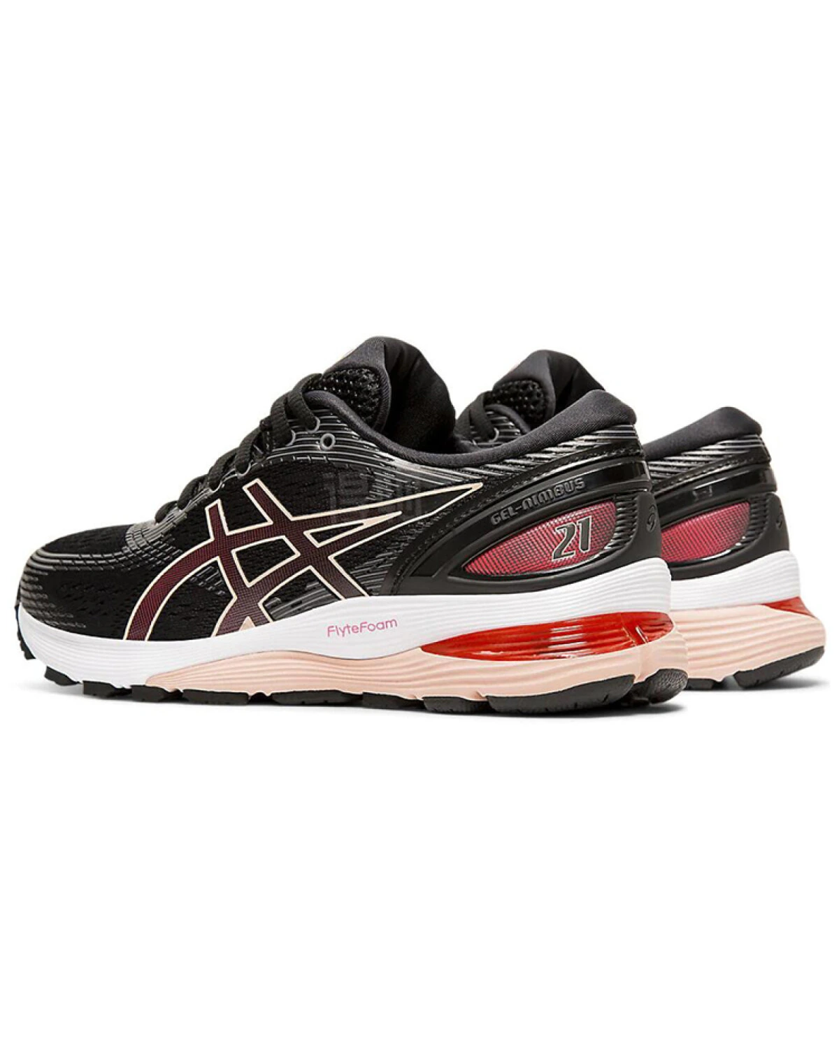 Asics GEL-Nimbus 21 женские кроссовки черно-красные воздухопроницаемые картинка