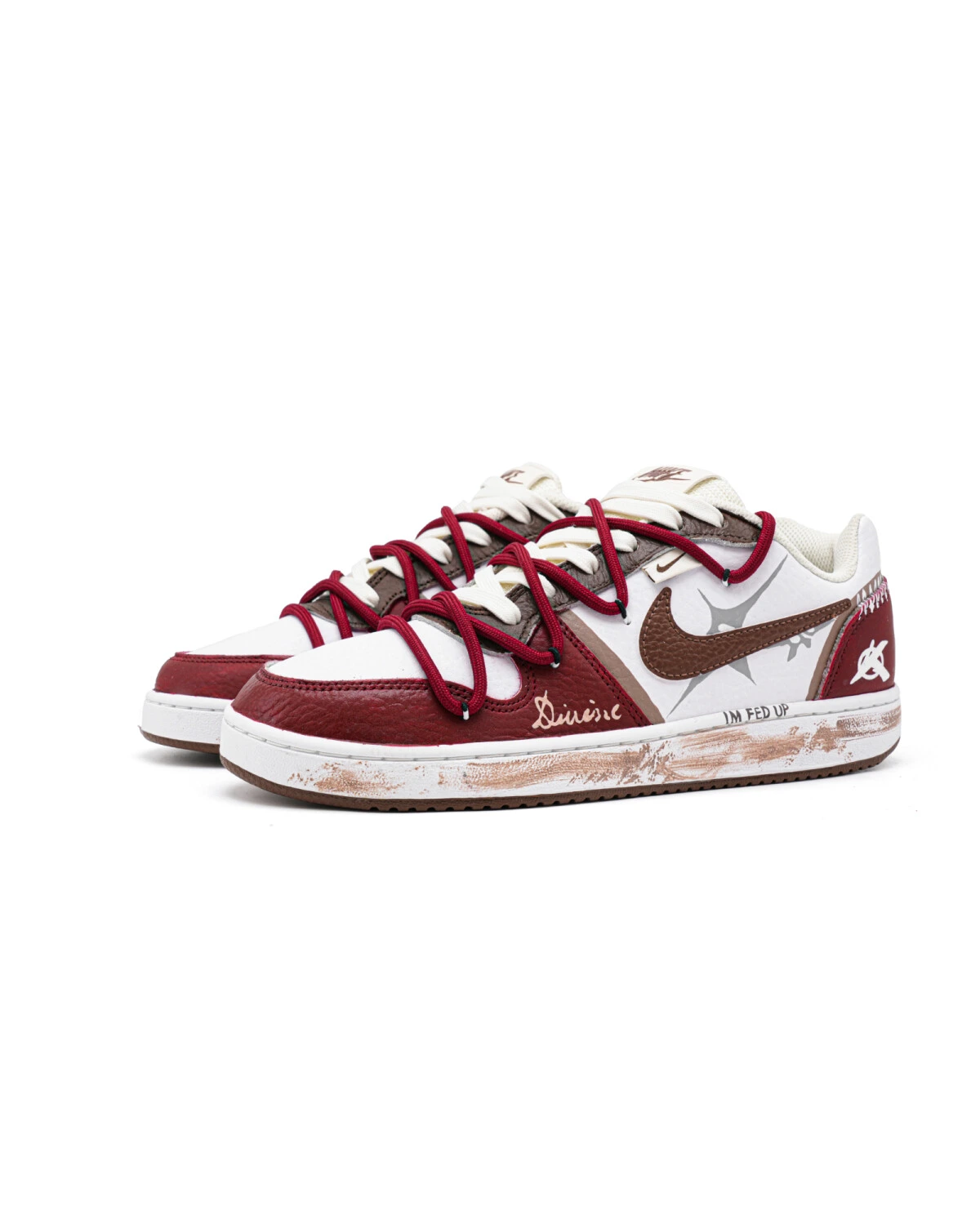 Nike EBERNON мужские кроссовки комфортные бордово-белые картинка