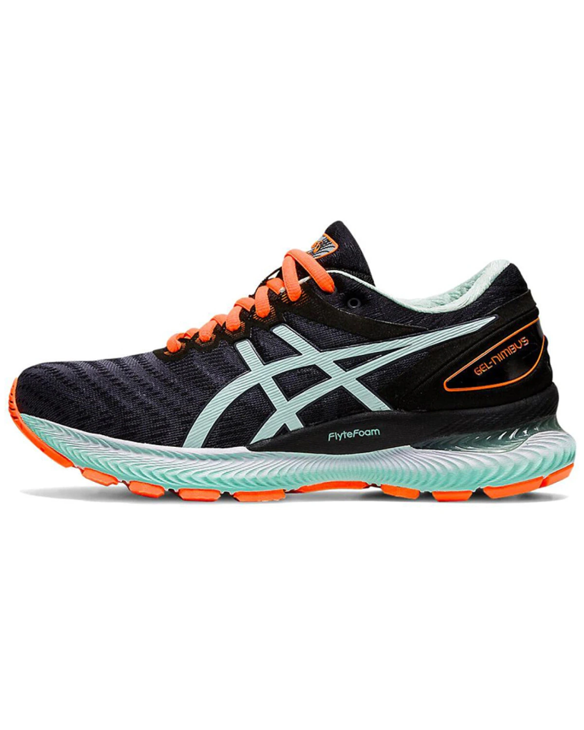 Asics GEL-Nimbus 22 женские кроссовки для бега с амортизацией GEL черно-оранжевые картинка