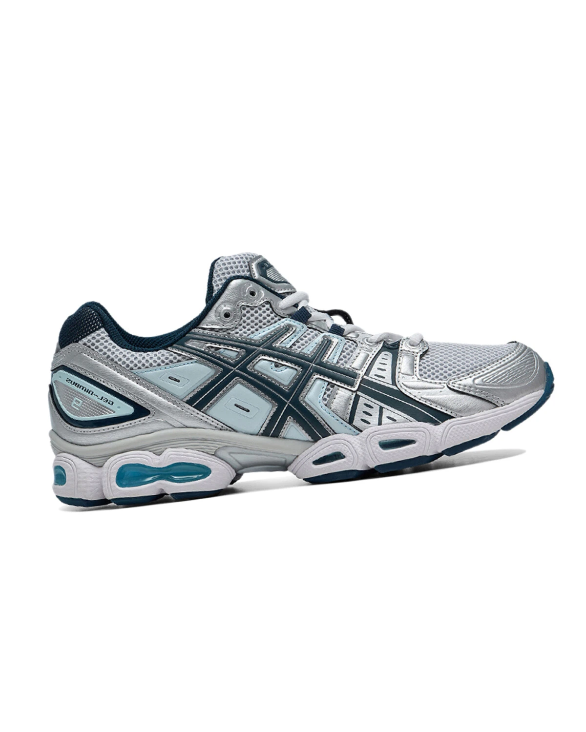 Asics GEL-Nimbus 9 женские кроссовки комфортные серебристо-голубые для марафона картинка