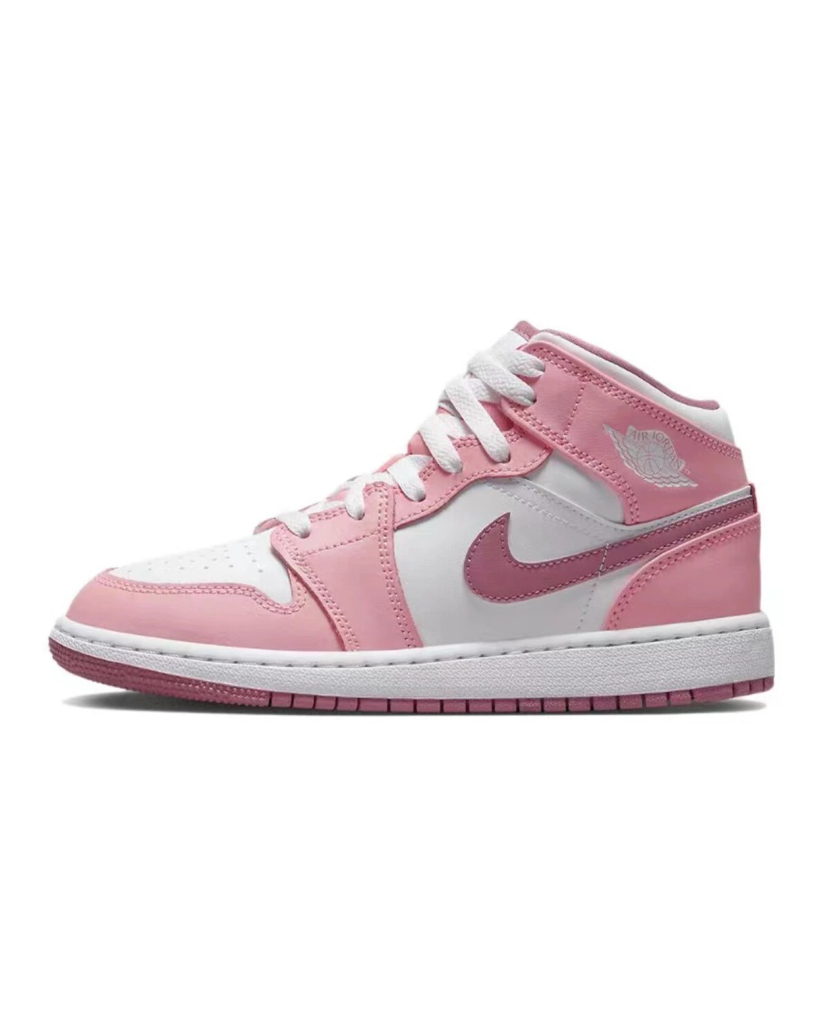 Jordan Air Jordan 1 женские кроссовки розово-белые средней высоты картинка