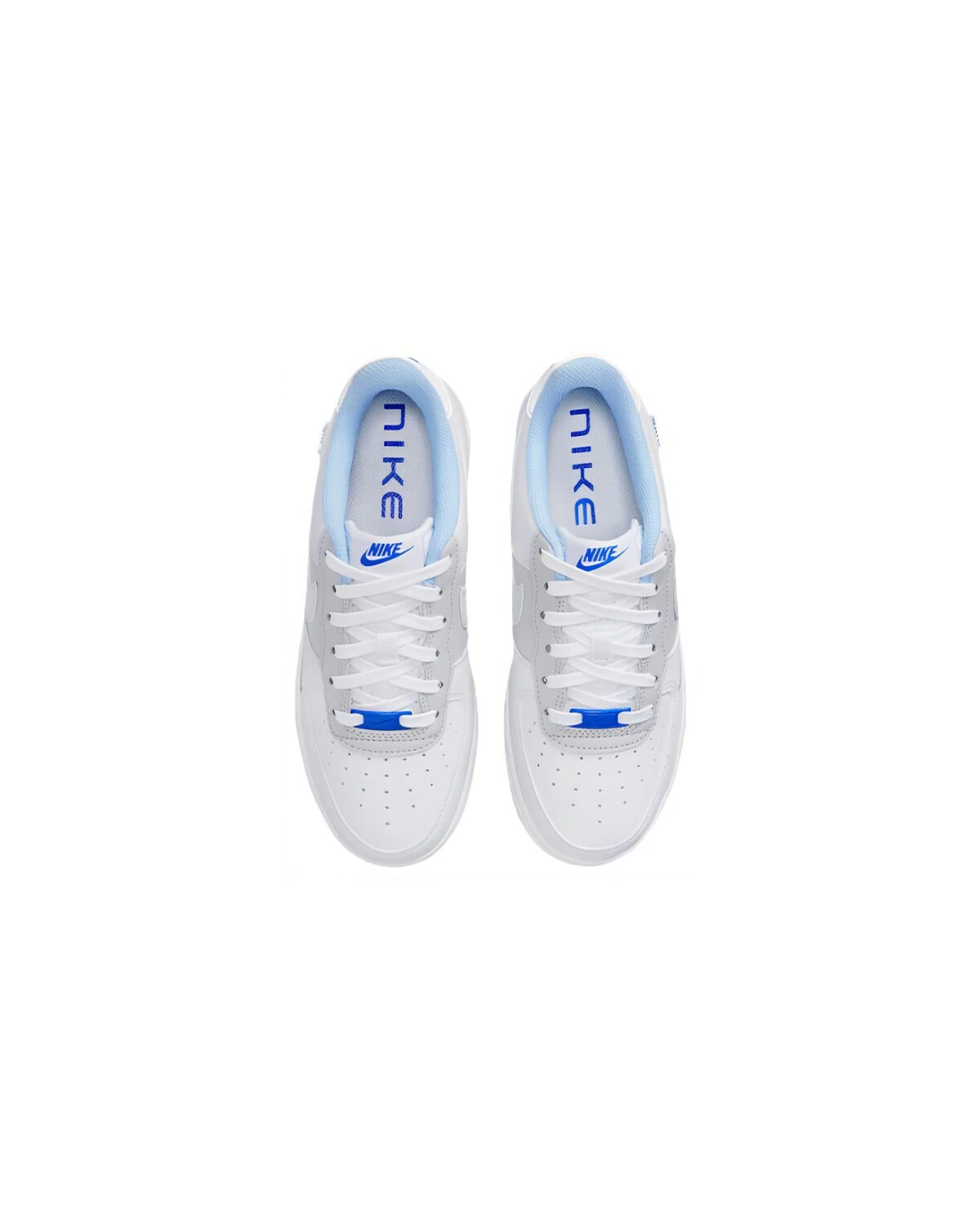 Nike Air Force 1 детские кроссовки белые с синим картинка