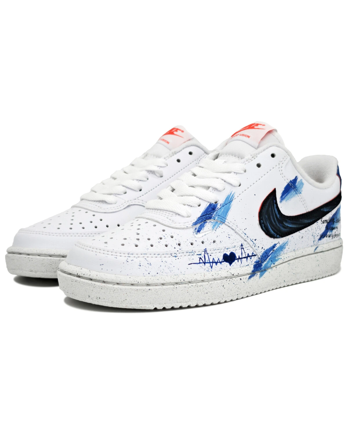 Nike Court Vision LO NN женские кроссовки с ручной росписью синие картинка