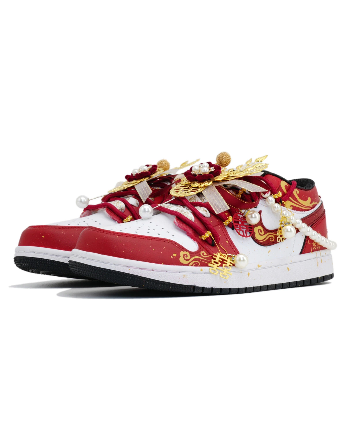 Jordan Air Jordan 1 унисекс кроссовки красно-золотые кожаные картинка