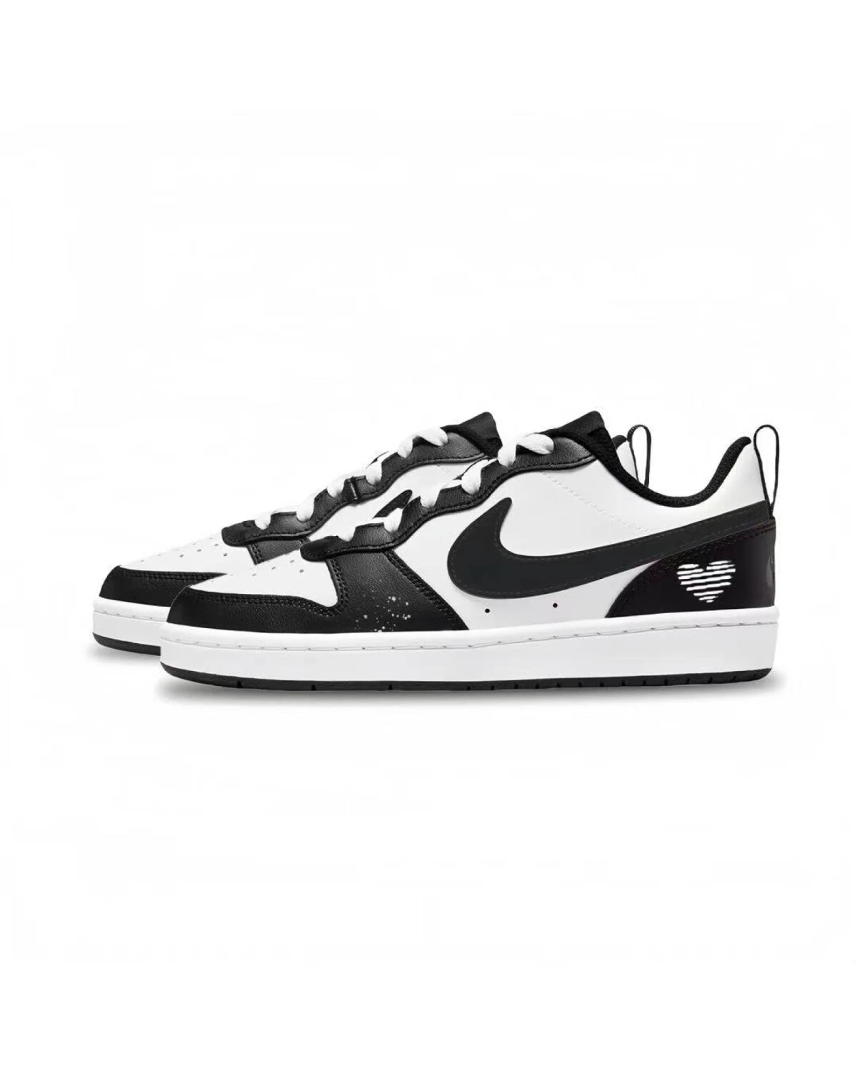 Nike Court Borough Low 2 детские кеды бело-чёрные устойчивые к износу картинка