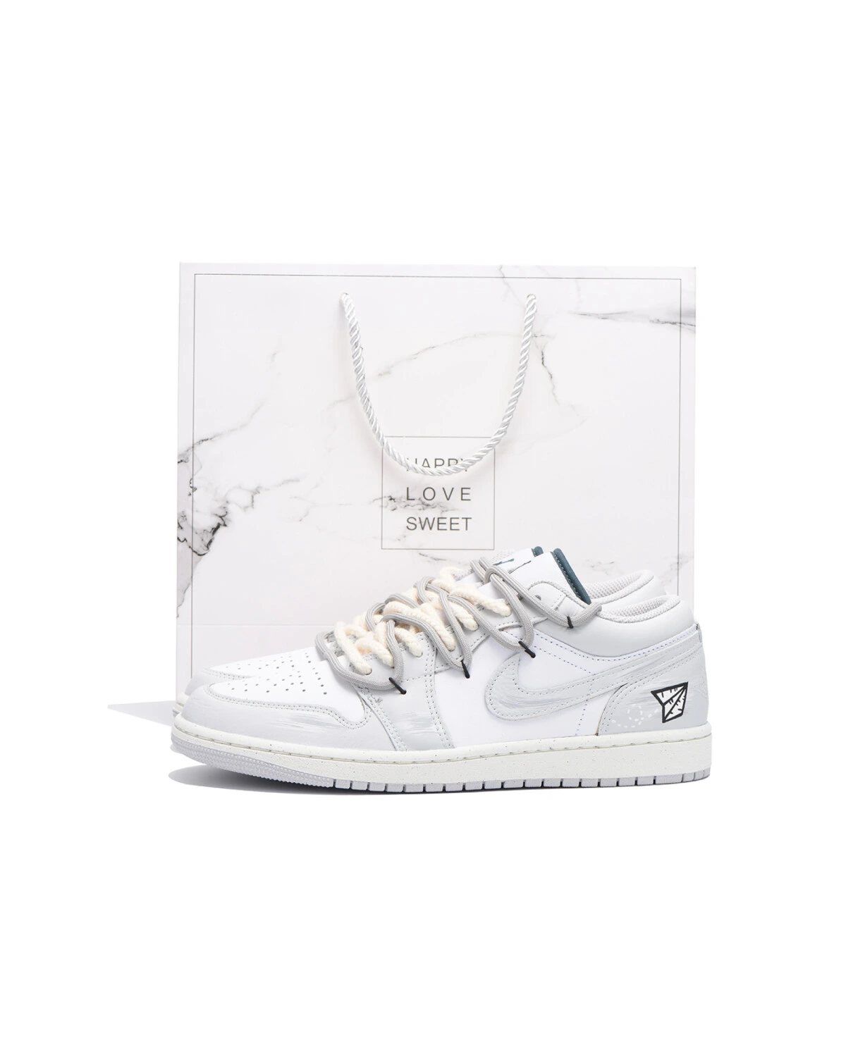 Jordan Air Jordan 1 мужские кроссовки из натуральной кожи светло-серые картинка