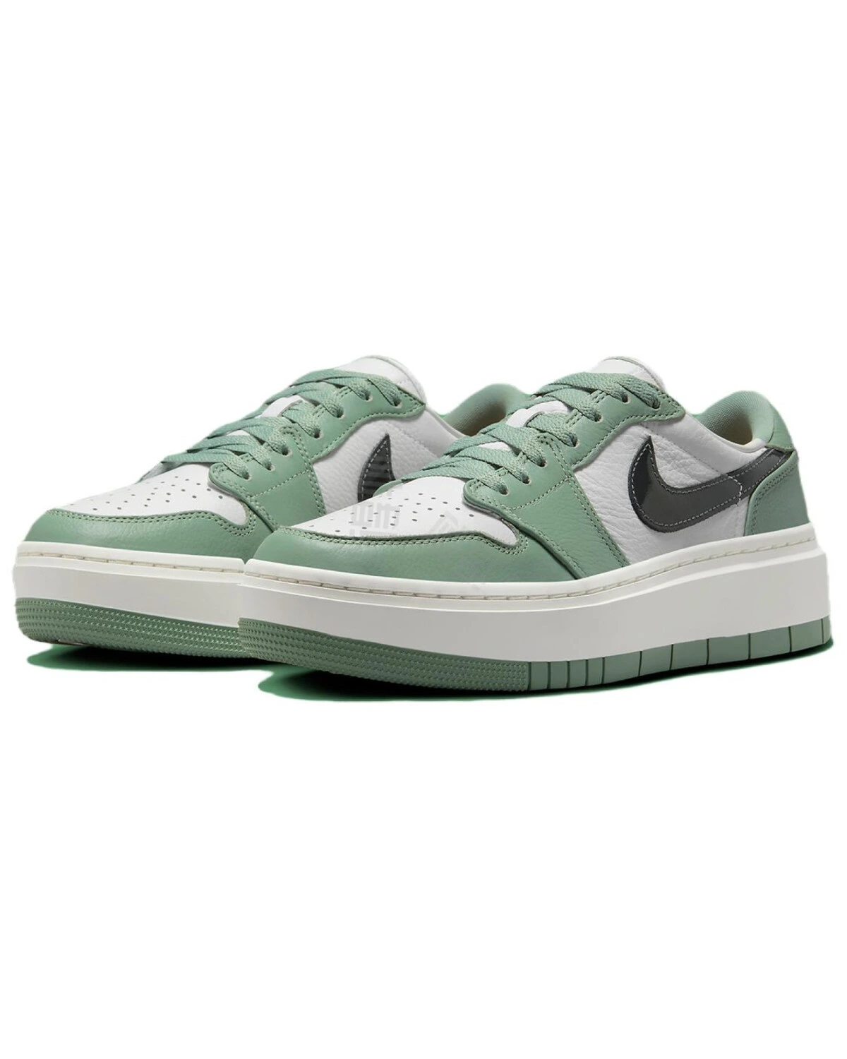 Jordan Air Jordan 1 женские кроссовки кожаные зелёно-белые-чёрные картинка