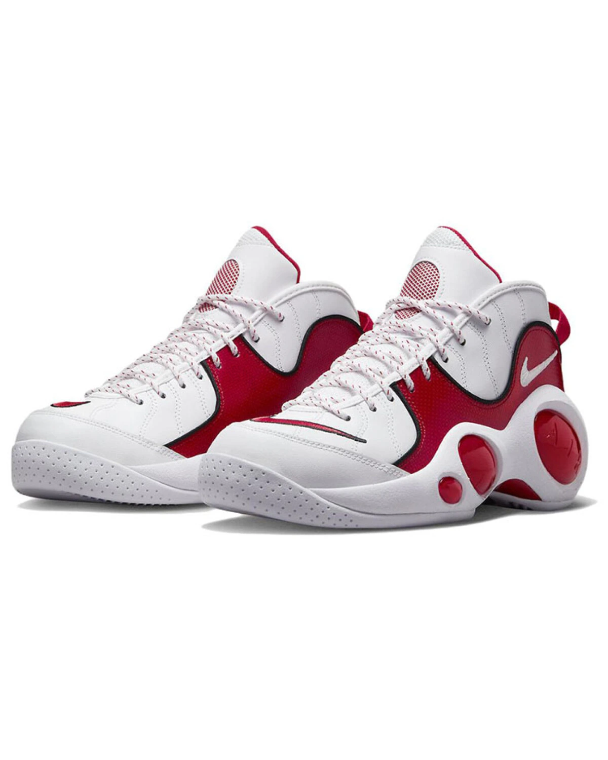 Nike Zoom Flight 95 мужские спортивные кроссовки из кожи бело-красные средние картинка