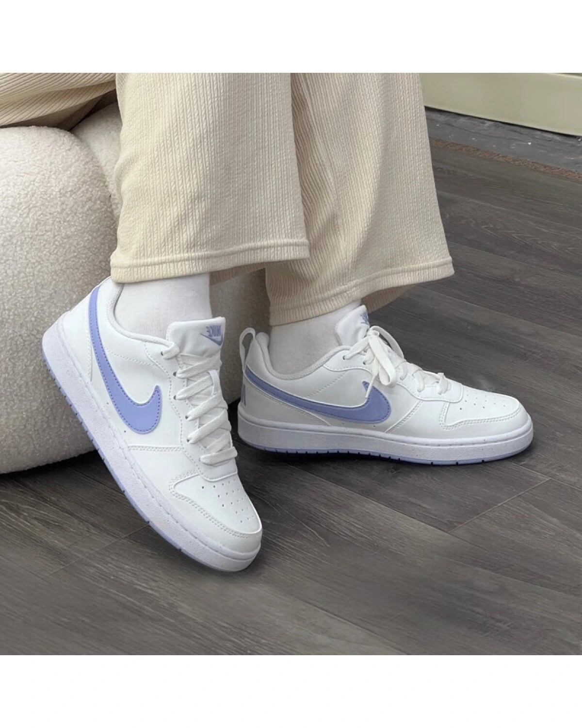 Nike Court Borough детские кеды сине-белые картинка