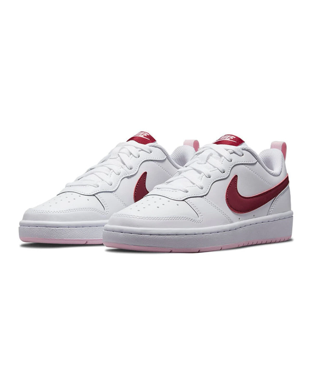 Nike Court Borough 2 Low детские кроссовки кожаные бело-красно-розовые картинка