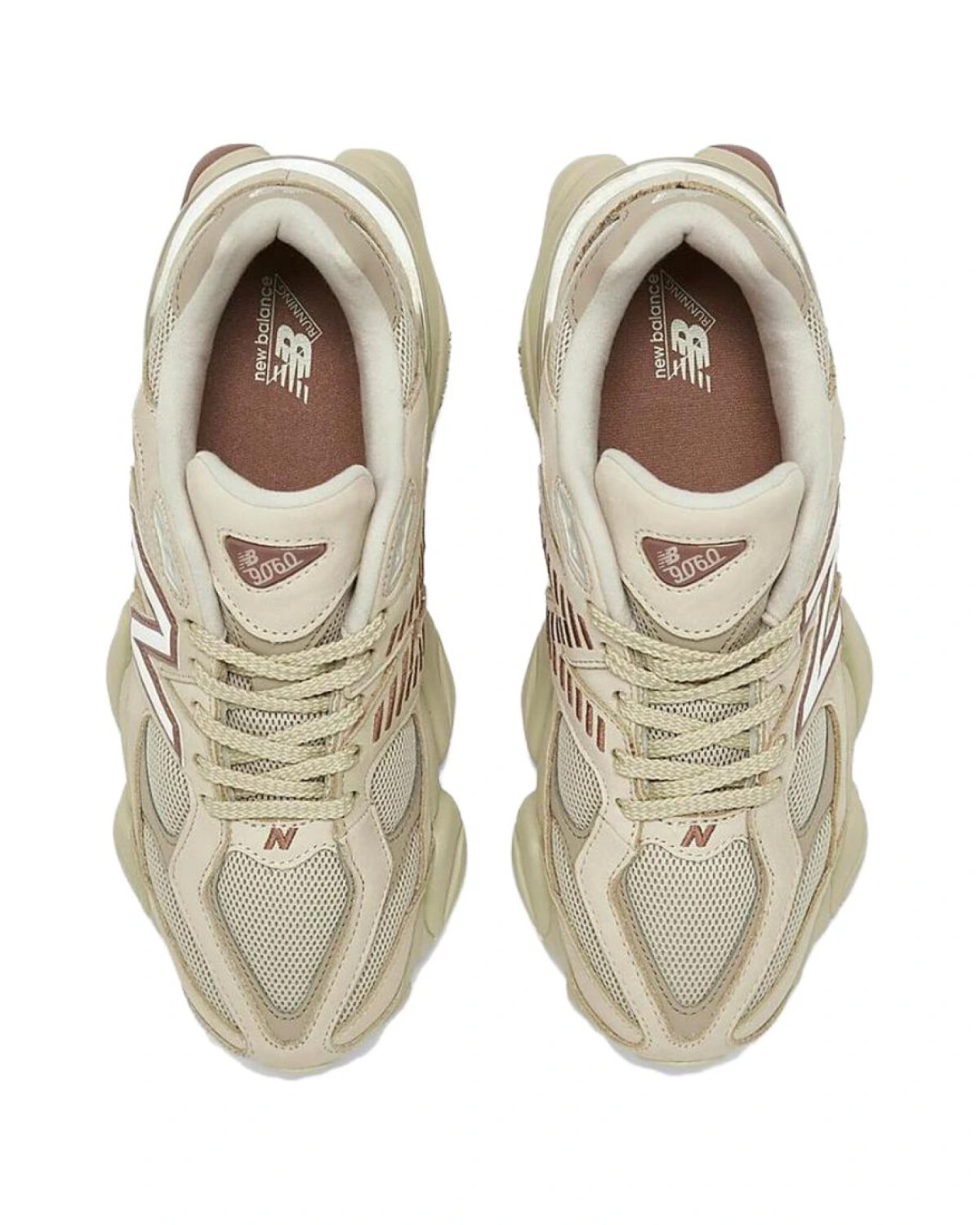 New Balance 9060 унисекс кроссовки бежево-коричневые износостойкие дышащие картинка