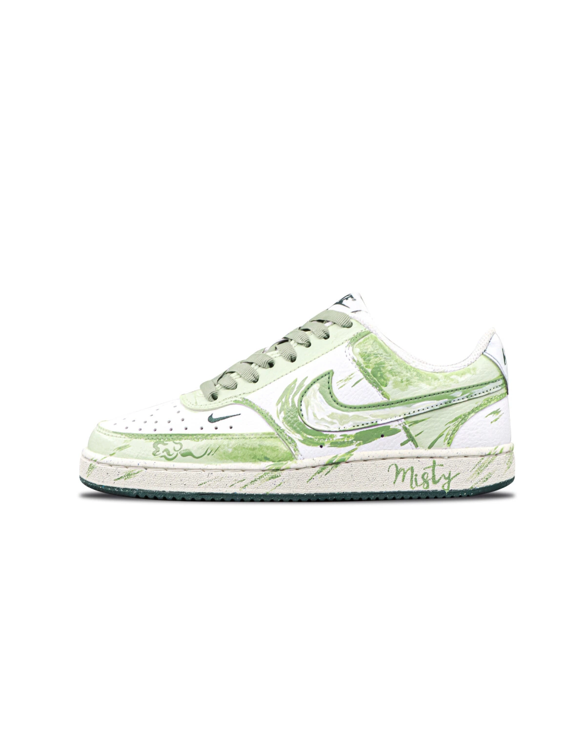 Nike Court Vision Hand-Painted Унисекс Кроссовки зеленые картинка