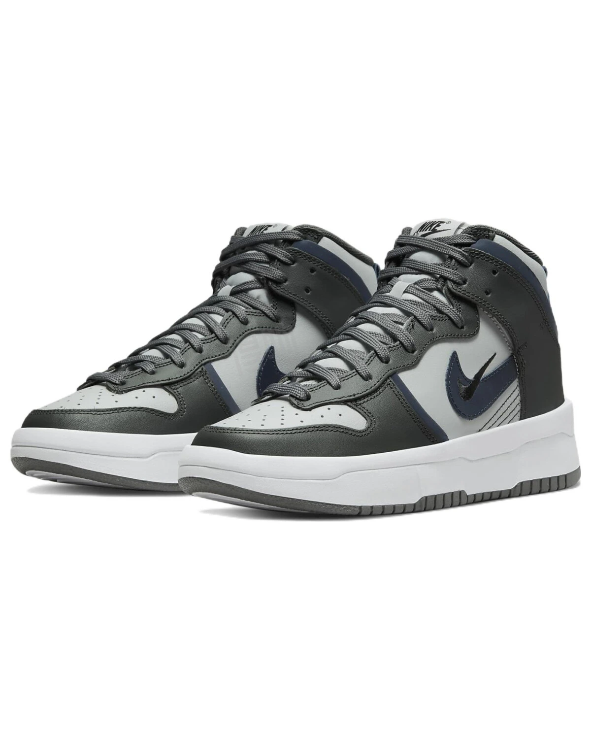 Nike Dunk High Up женские кроссовки кожаные противоскользящие серо-белые картинка