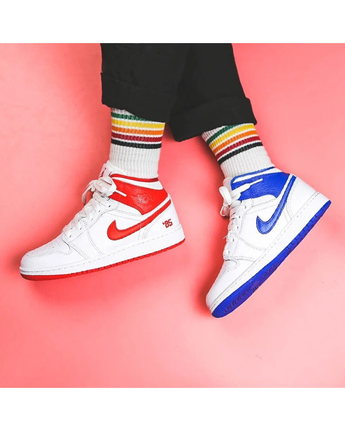 Jordan Air Jordan 1 Mid '85' детские баскетбольные кроссовки бело-красно-синие картинка